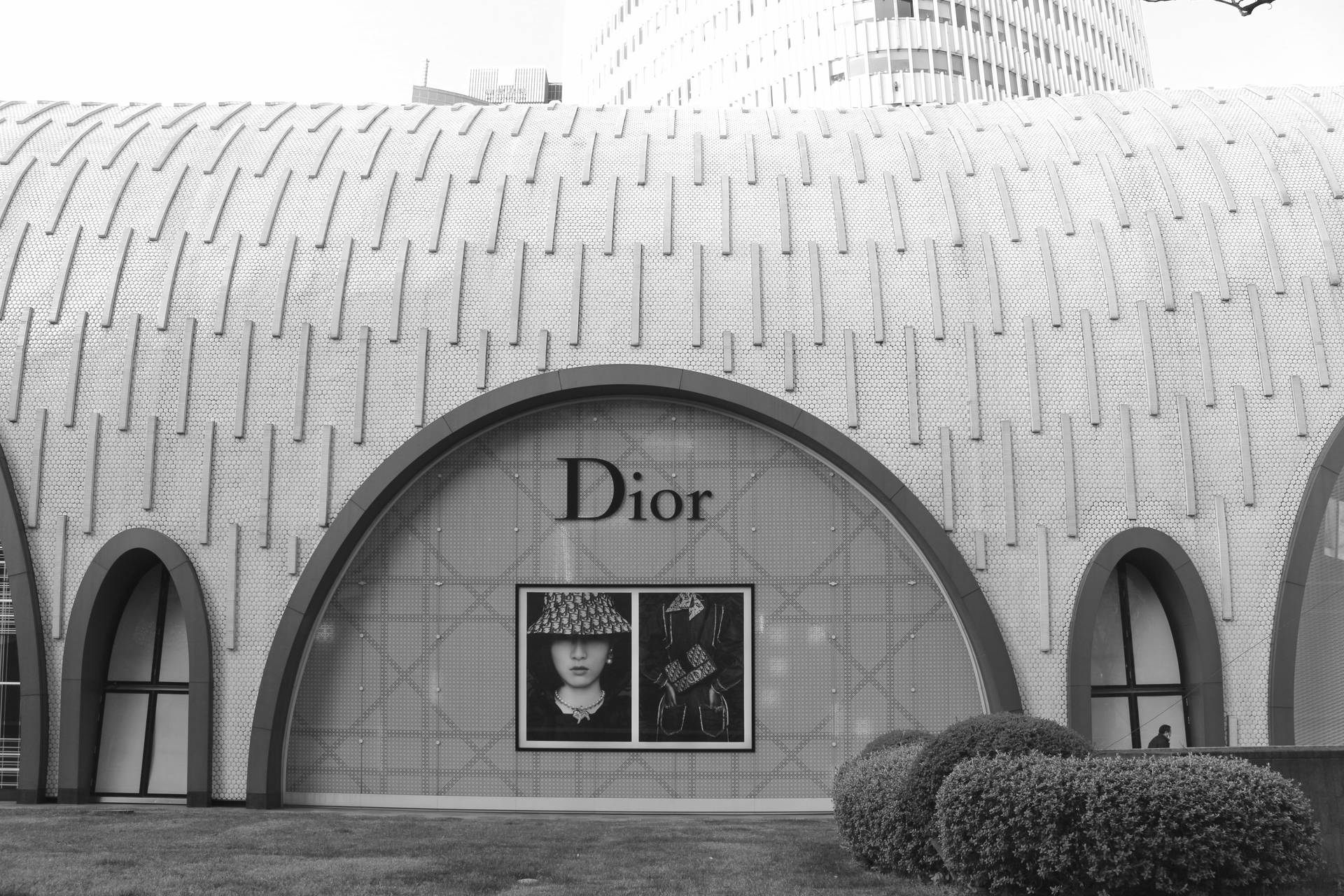 Dior Store Grey Scale Wallpaper