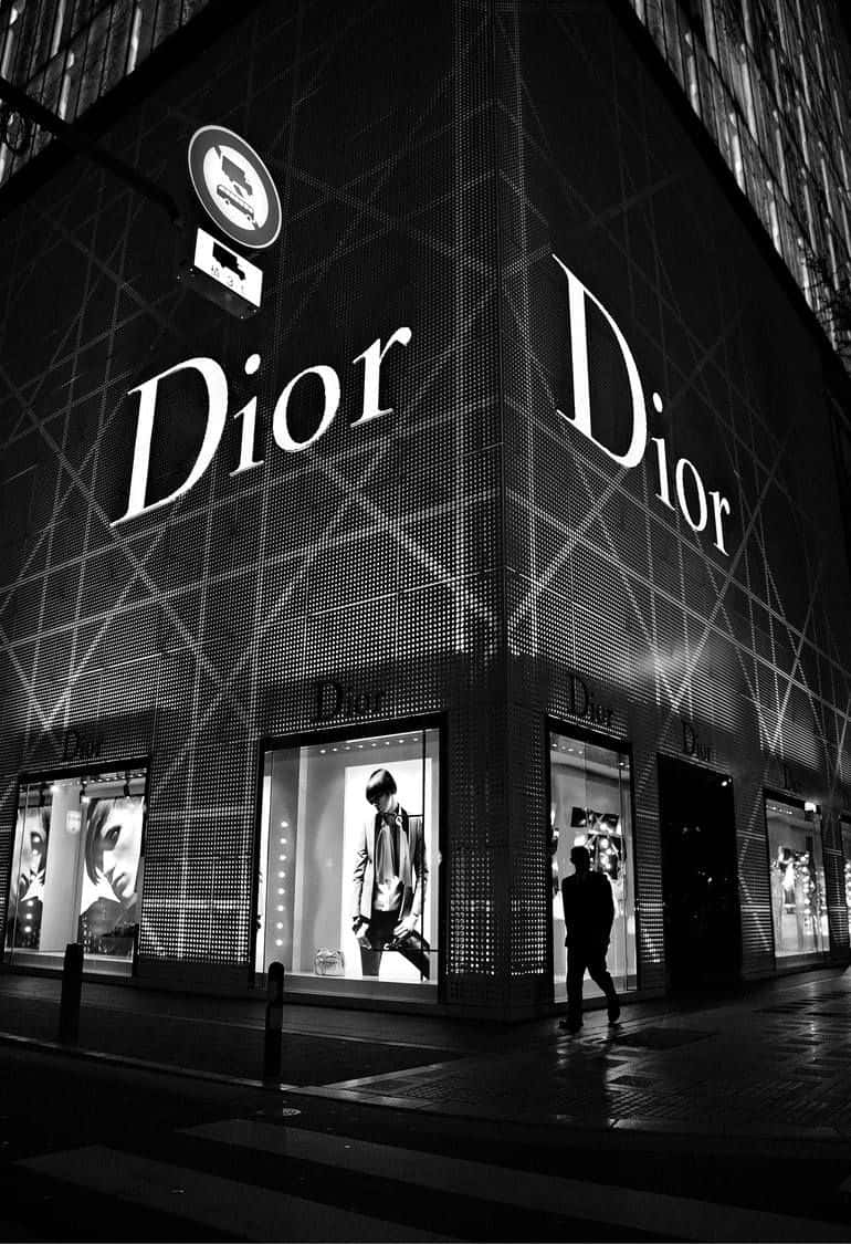 Dior Storefront Nighttime Aesthetic Wallpaper