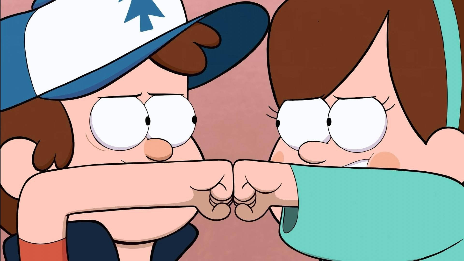 Dipper Pines Fist Bump With Mabel Wallpaper