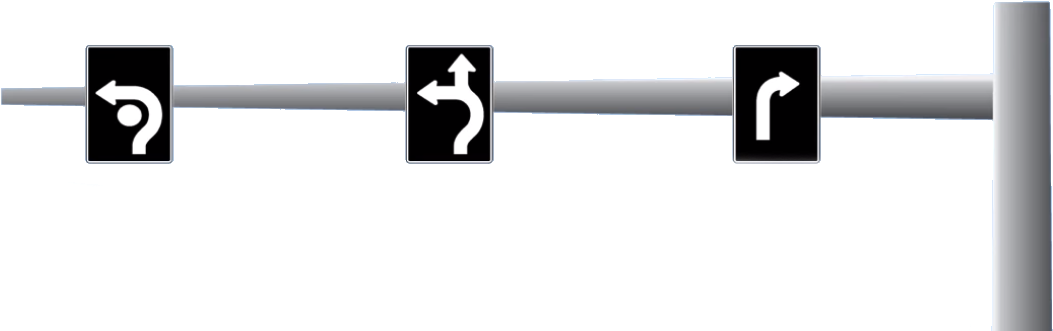 Directional Traffic Signson Pole PNG