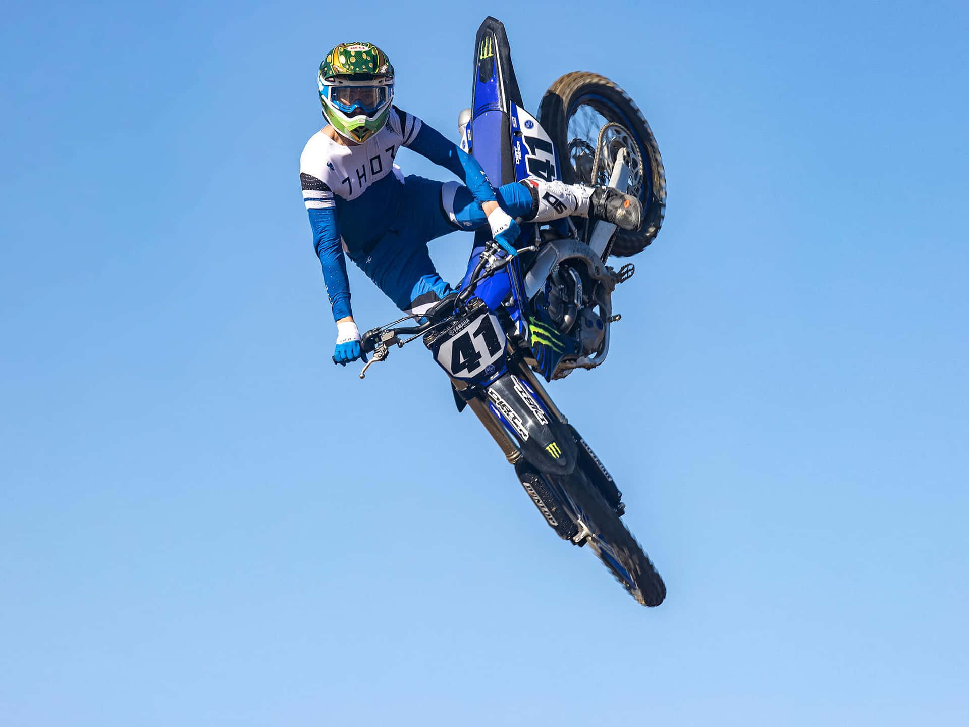 A thrilling dirt bike jump in action