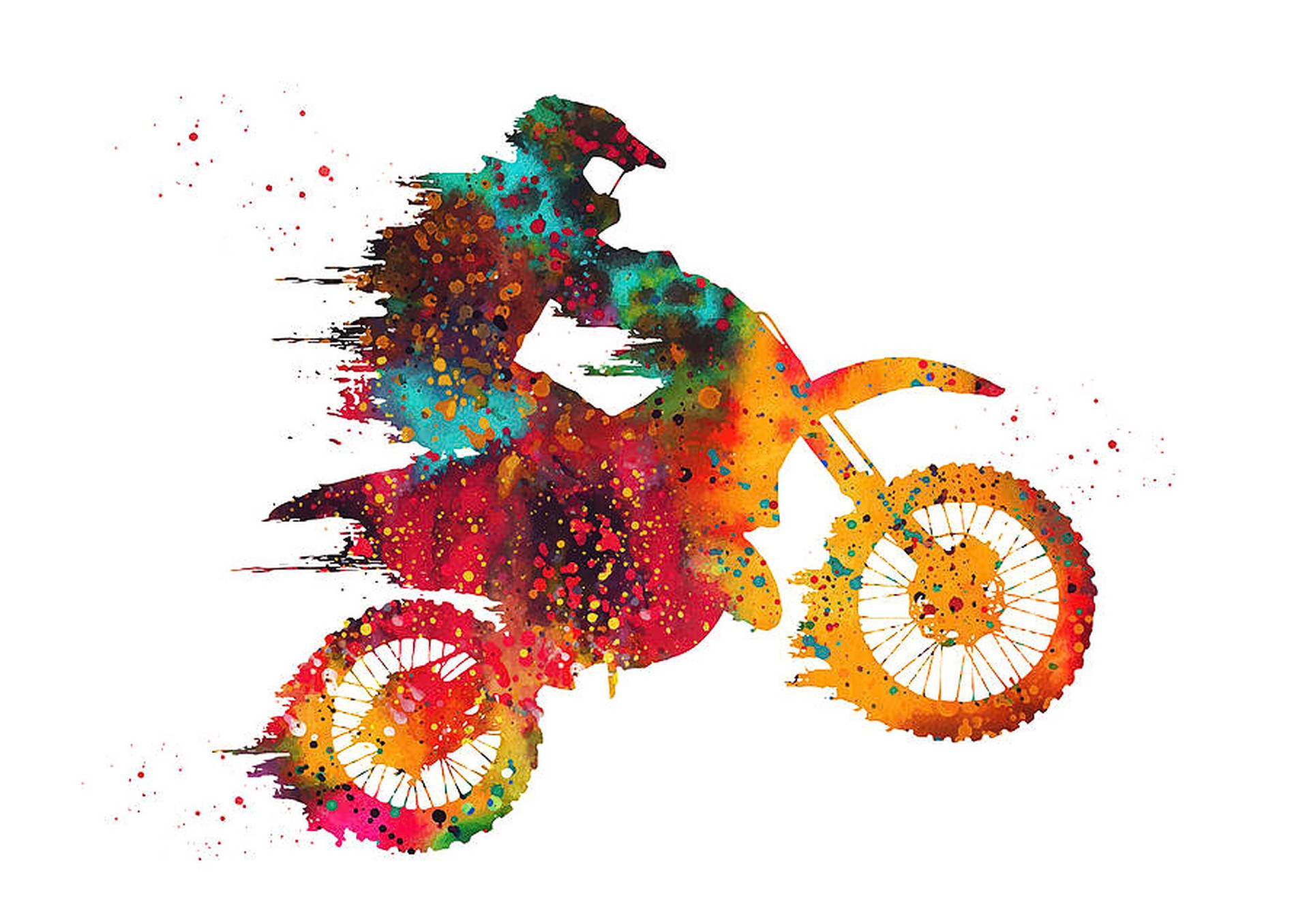 Dirtbike Färgstark Abstrakt Konst Wallpaper