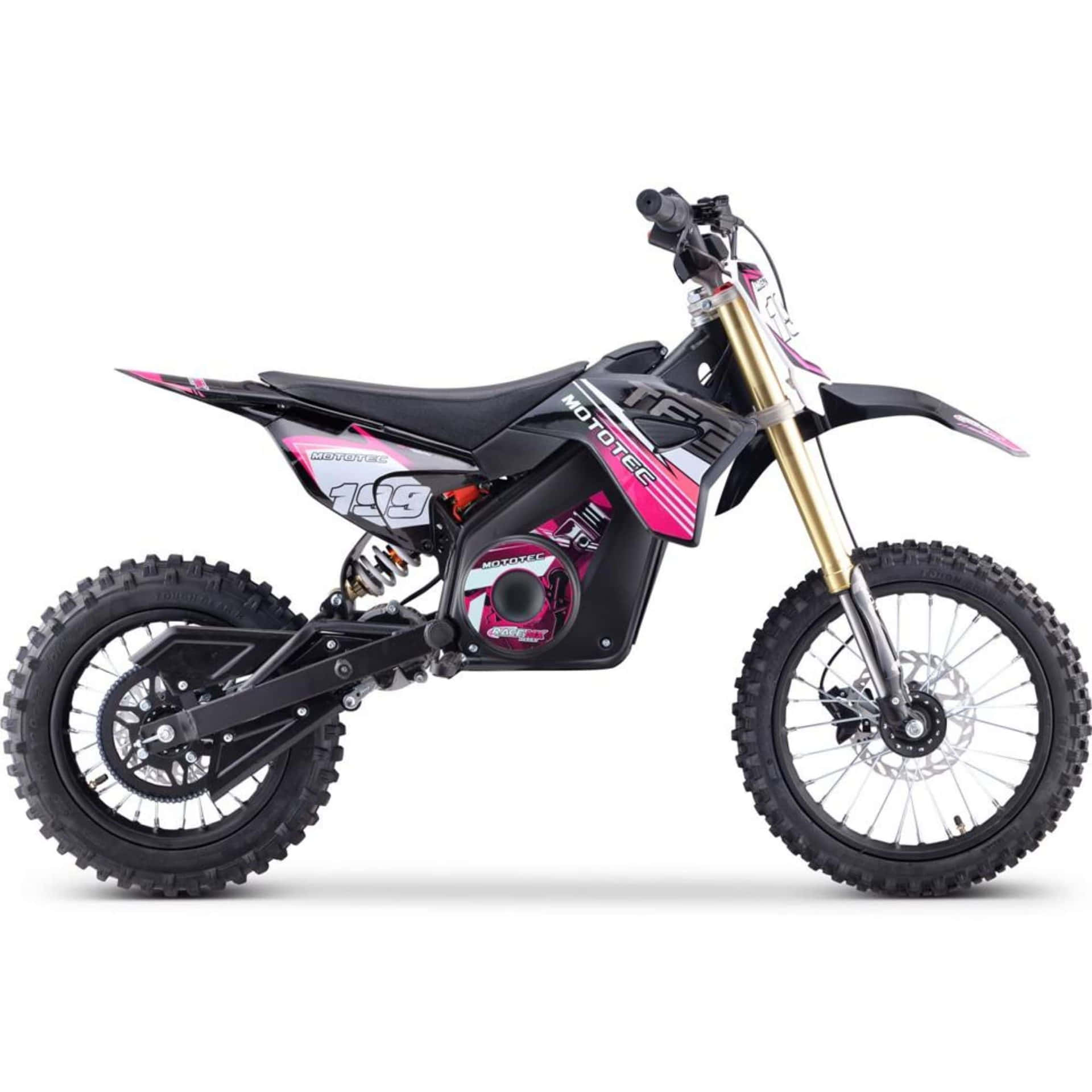 A Pink Dirt Bike On A White Background