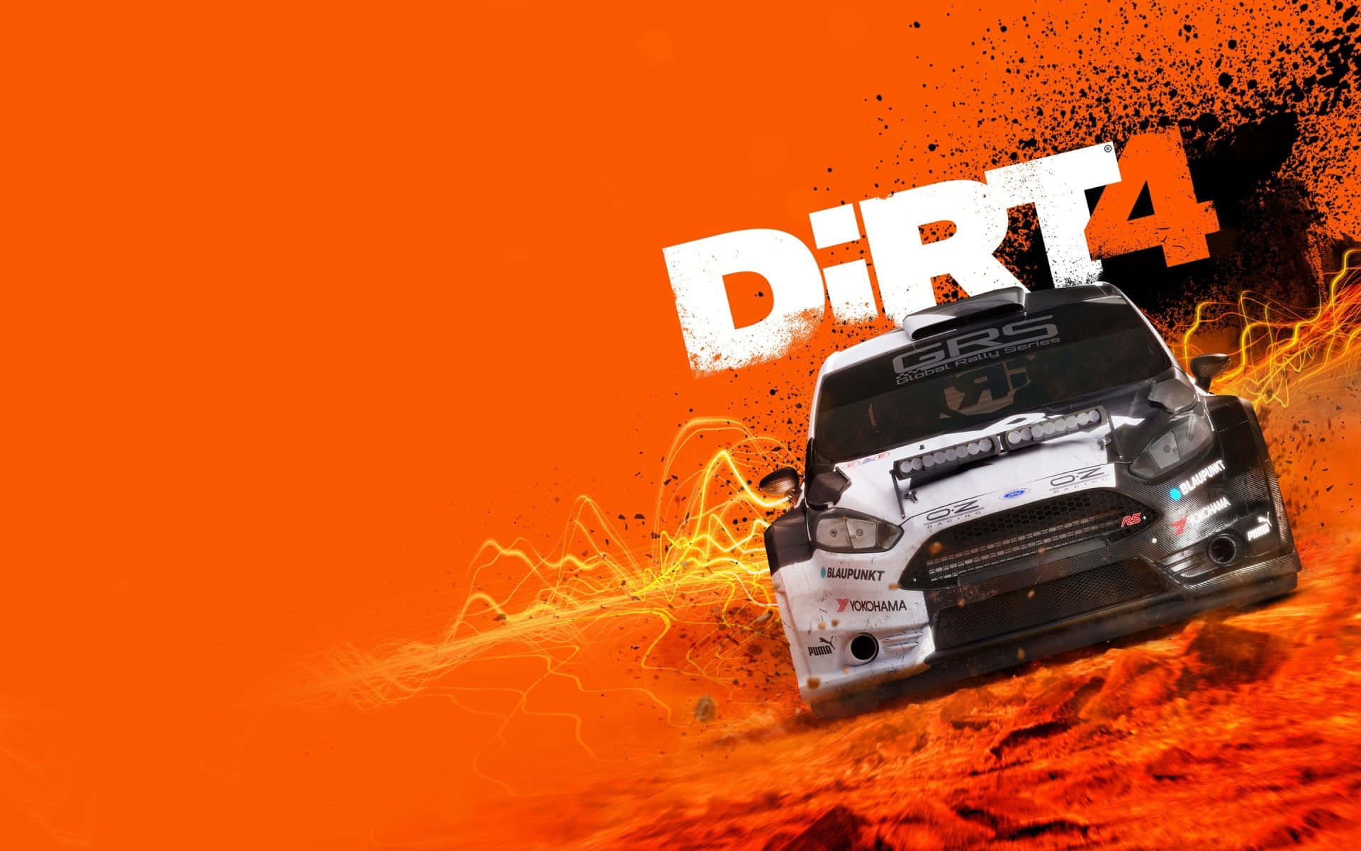 Dirt4 Spel Racecar Orange Affisch. Wallpaper