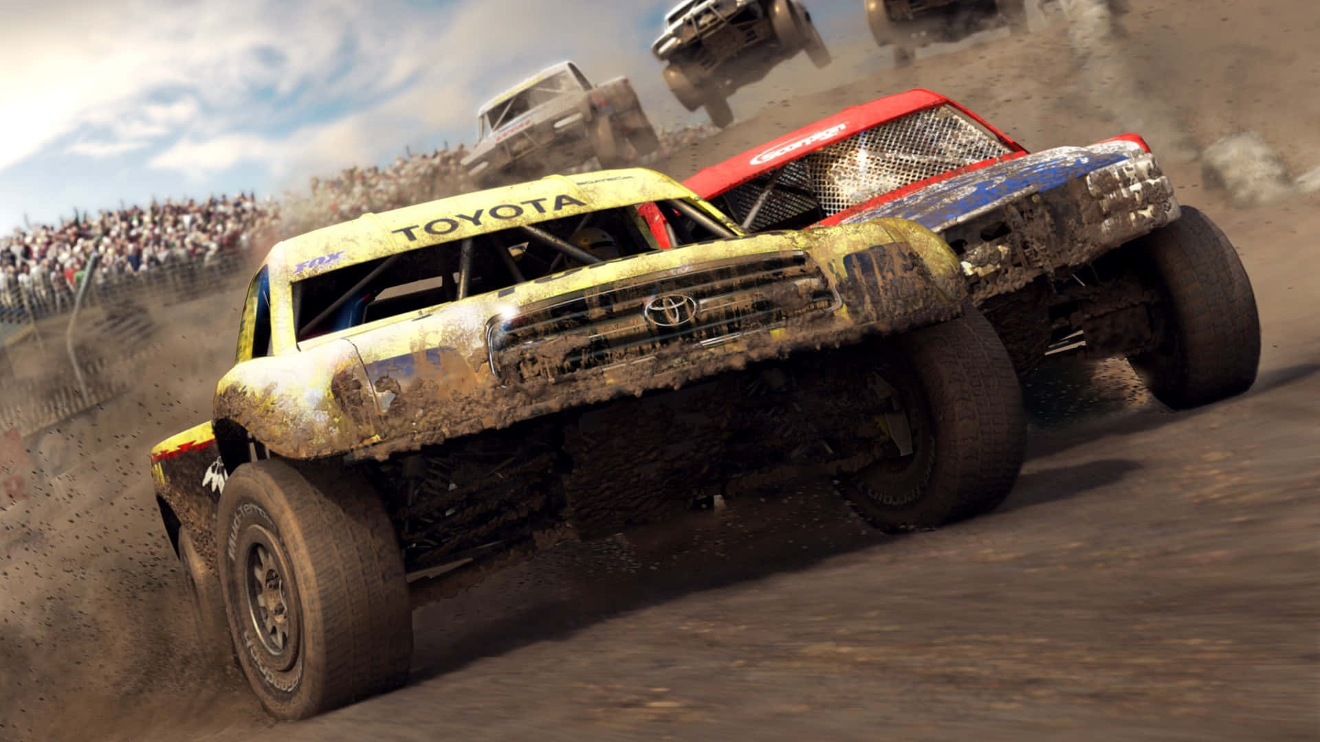 Intense Off-road Racing in Dirt Game Wallpaper