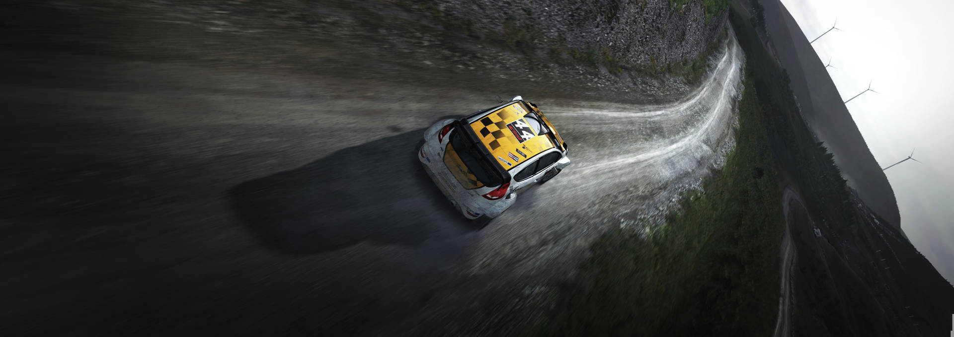 Dirt Rally Car In Muddy Road Wallpaper
