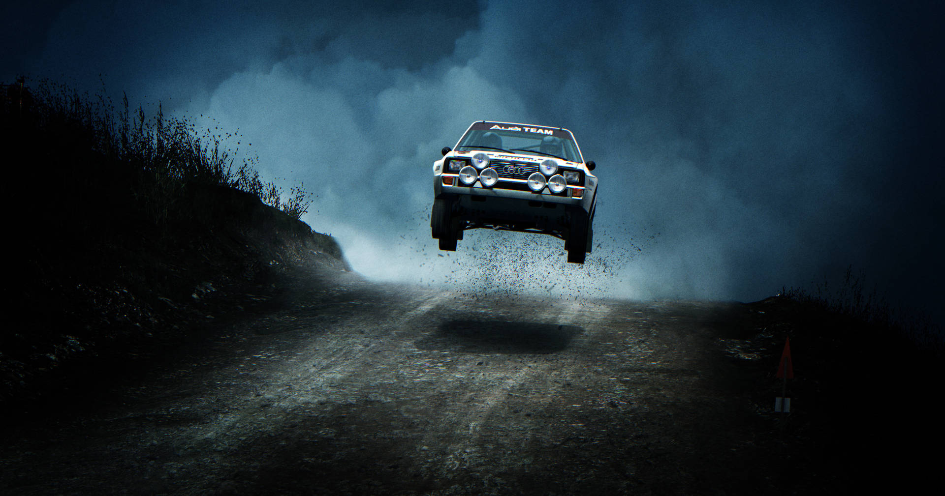 Thrilling Jump Action in Dirt Rally Wallpaper