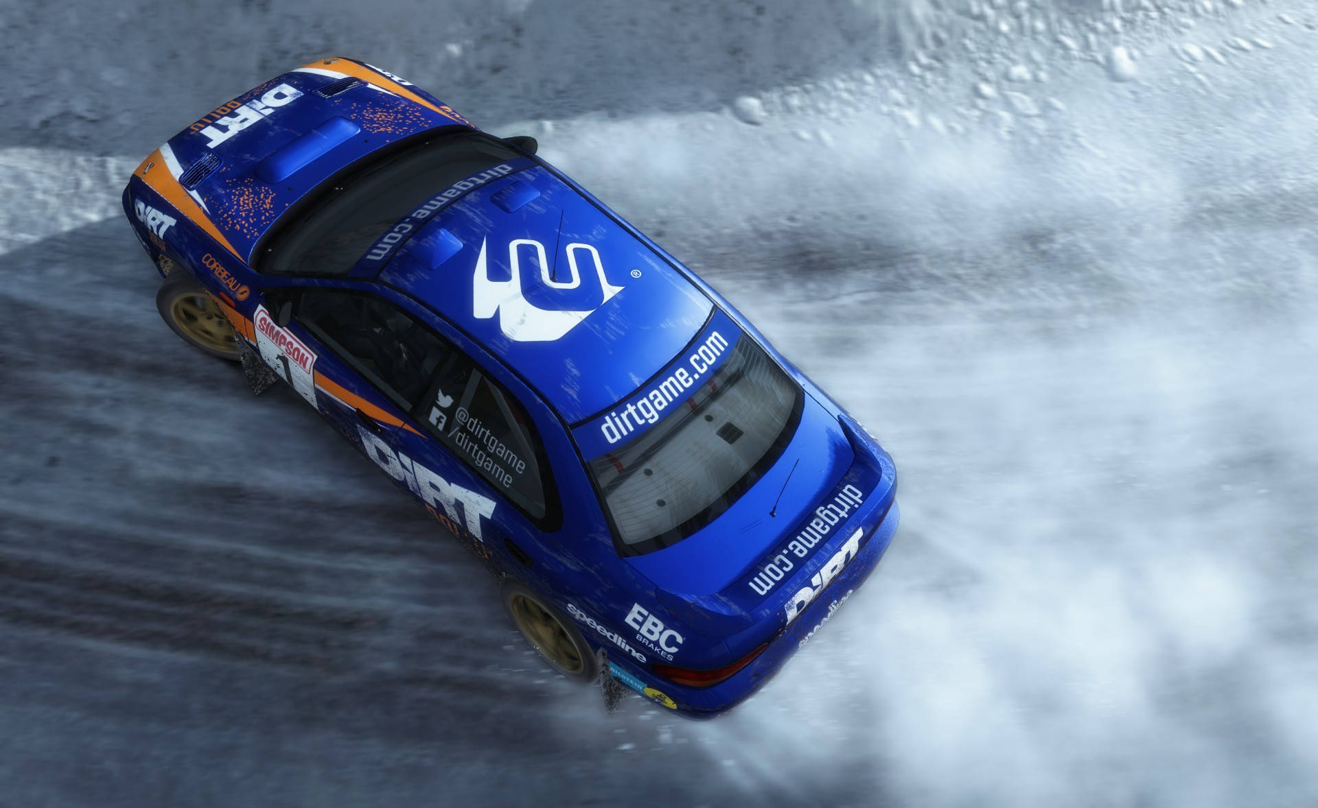 Dirt Rally Subaru Drifting Through Snow Wallpaper