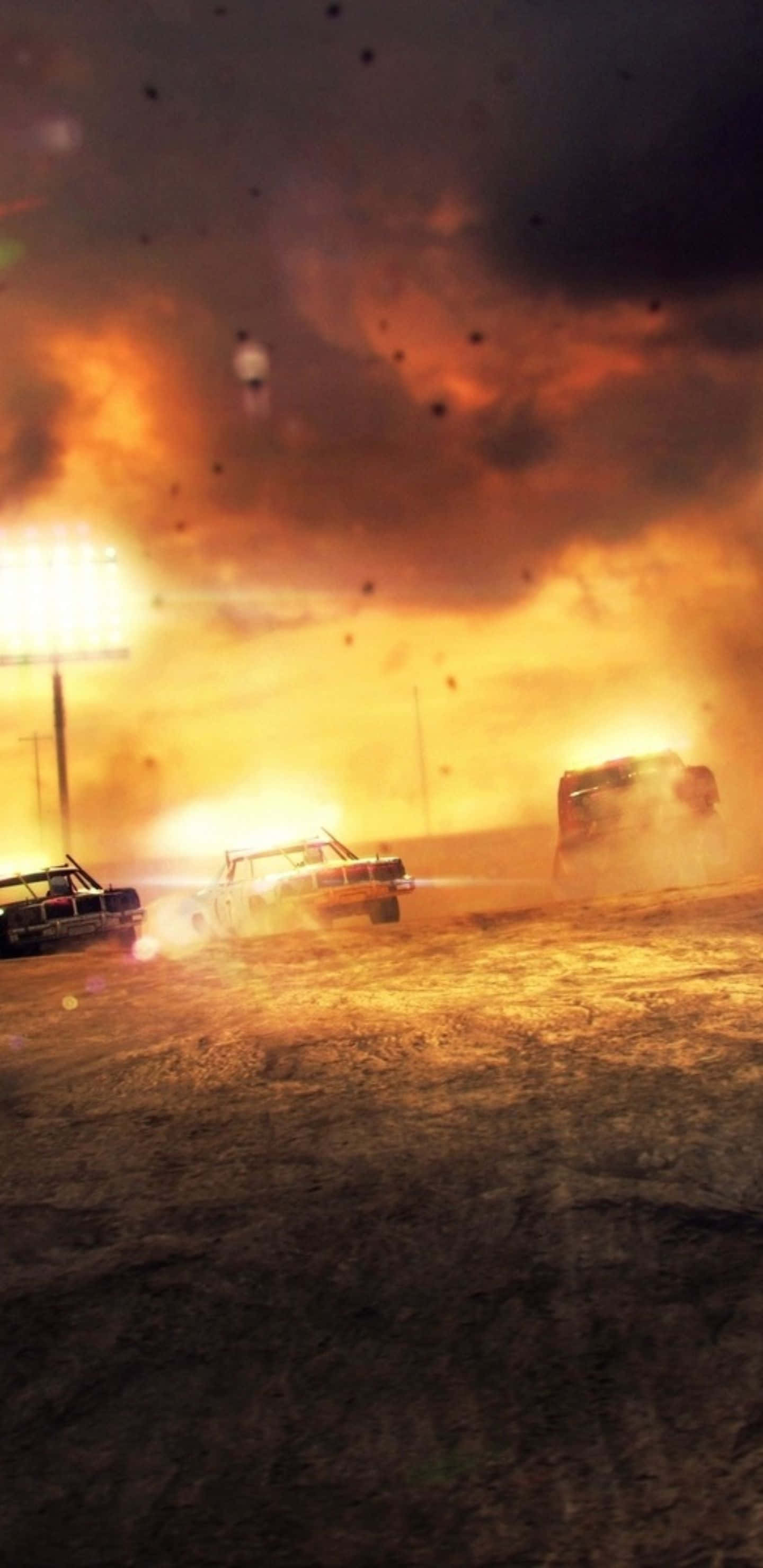 Dirt Showdown Racing Cars In Desert Background