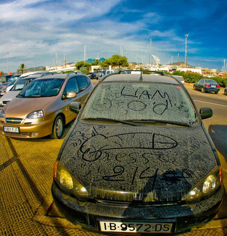 a car with graffiti on it