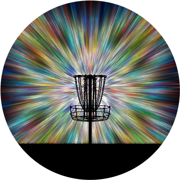 Disc Golf Basket Radiant Background PNG