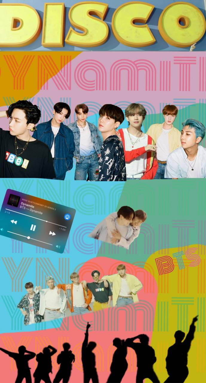Download Disco Aesthetic Bts Dynamite Collage Wallpaper 