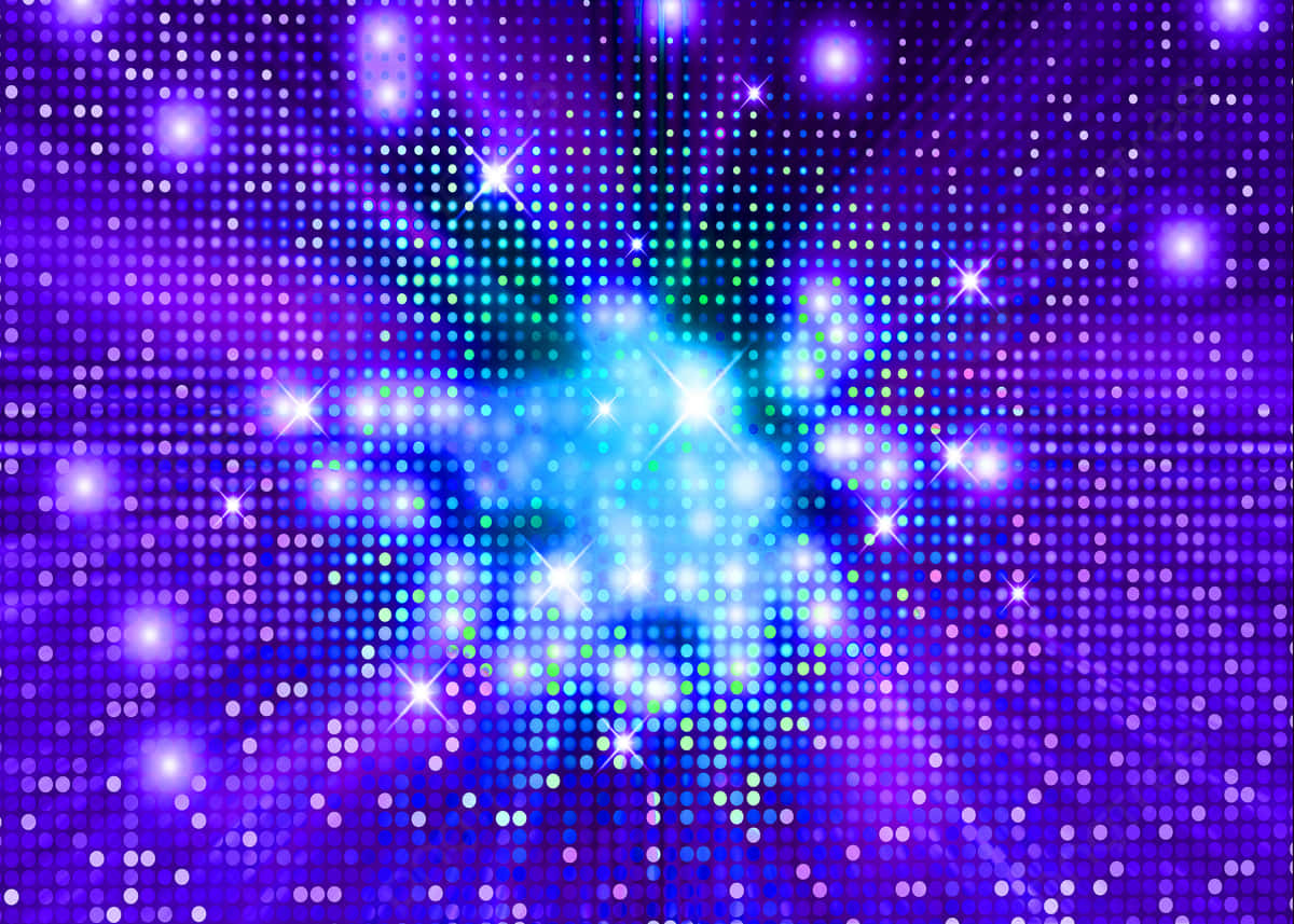 Sparkling Blue And Violet Dots Disco Background