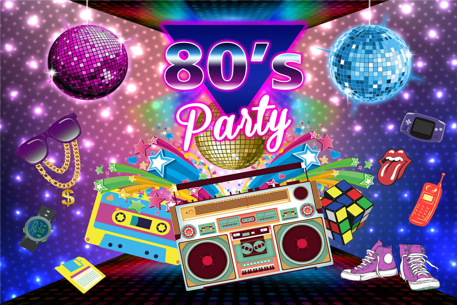 80erjahre Retro Party Disco Hintergrund Für Den Desktop