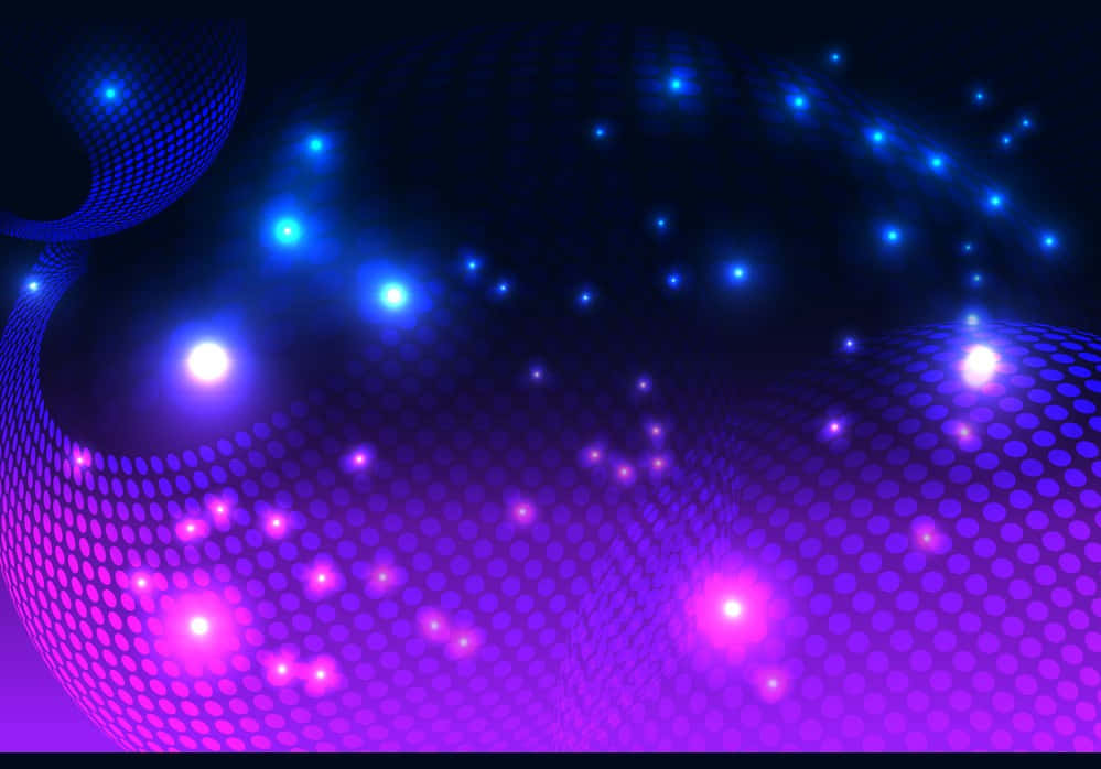 Blue And Purple Wavy Dots Disco Background