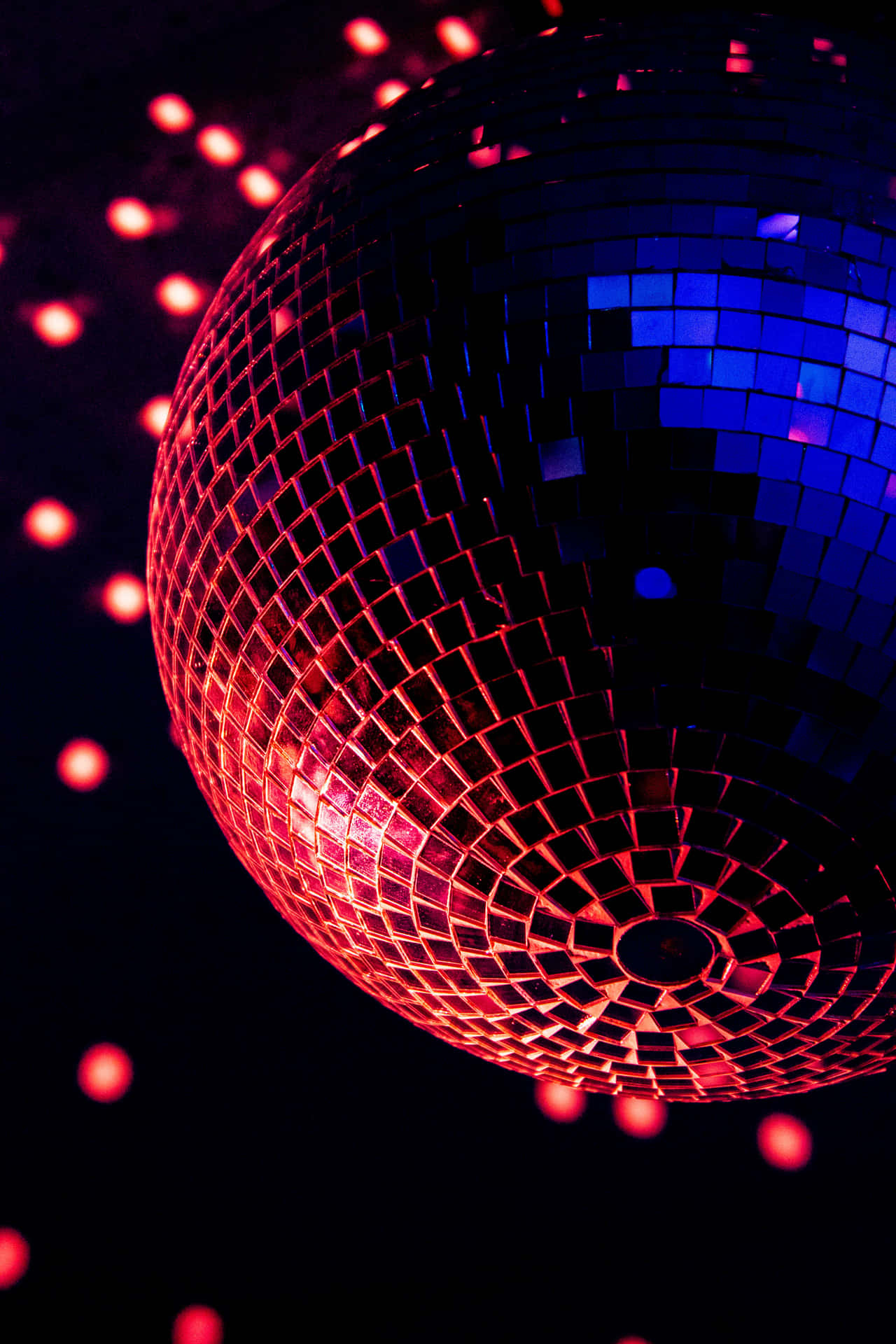 Blue And Red Mirror Ball Disco Background