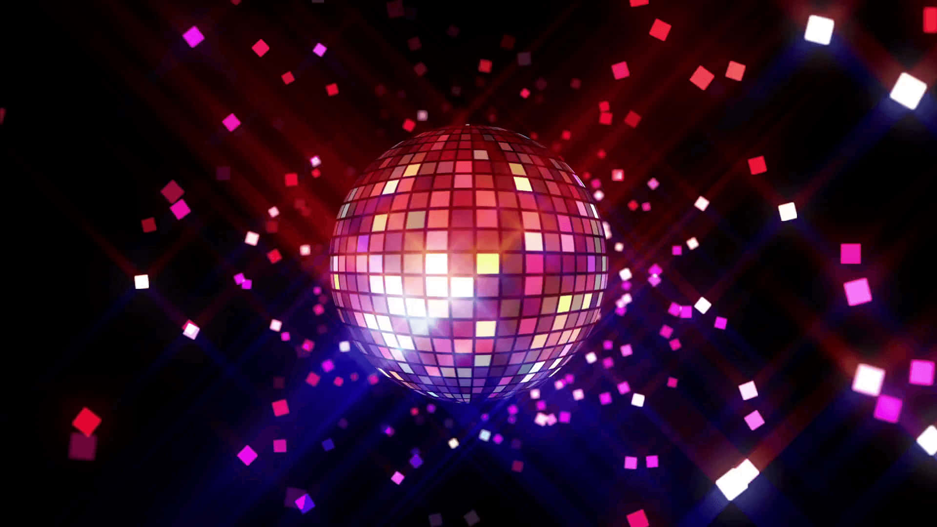 Sparkling Red And Purple Mirror Ball Disco Background