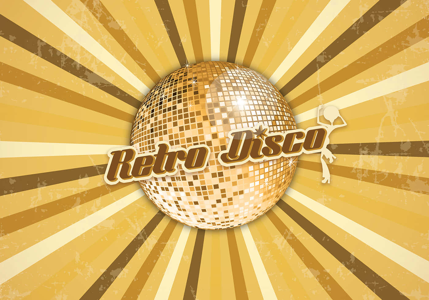 Retro Disco Ball On A Golden Background