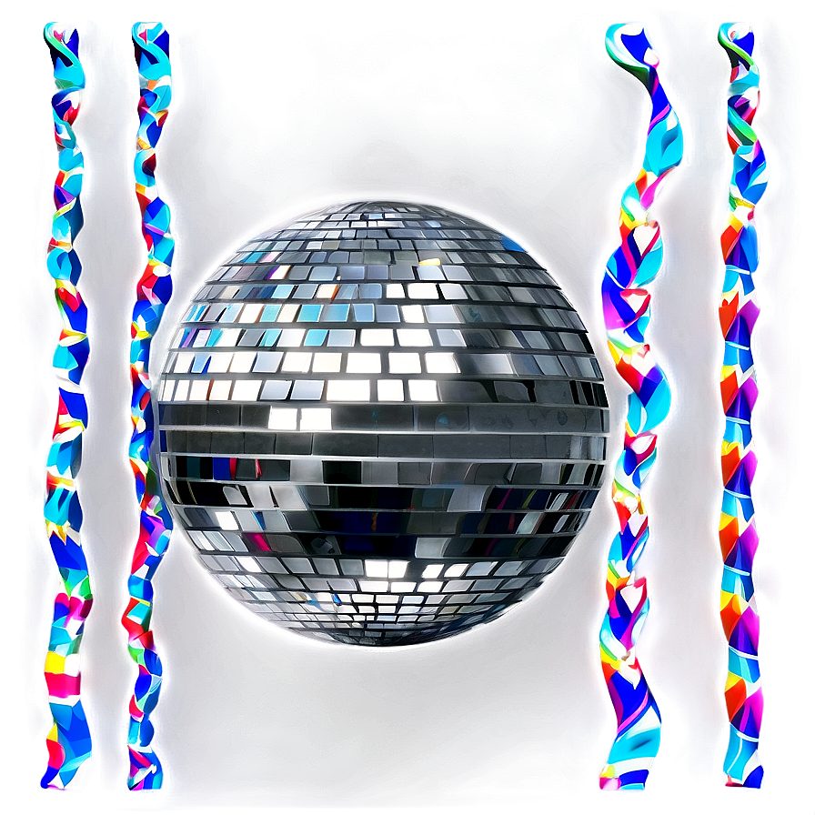 Disco Ball Surroundedby Colorful Lights PNG