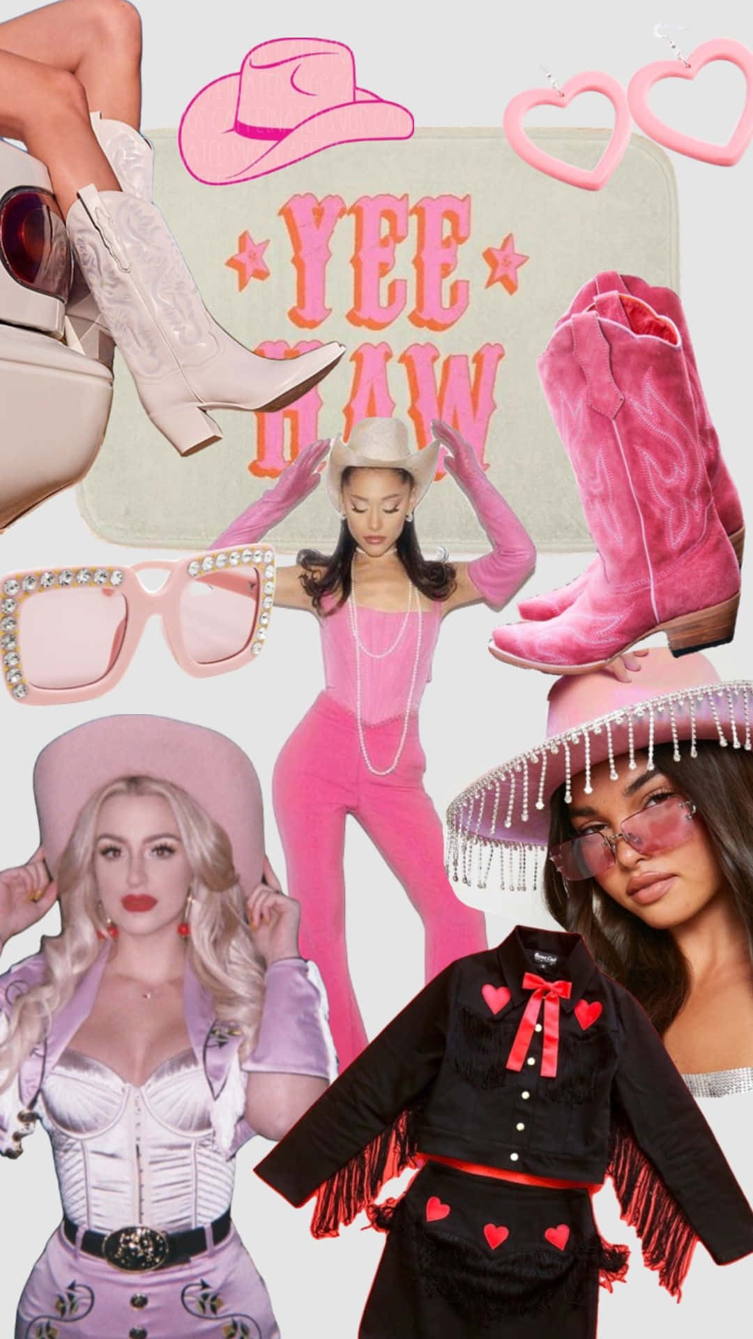Disco Cowgirl Aesthetic Collage Wallpaper