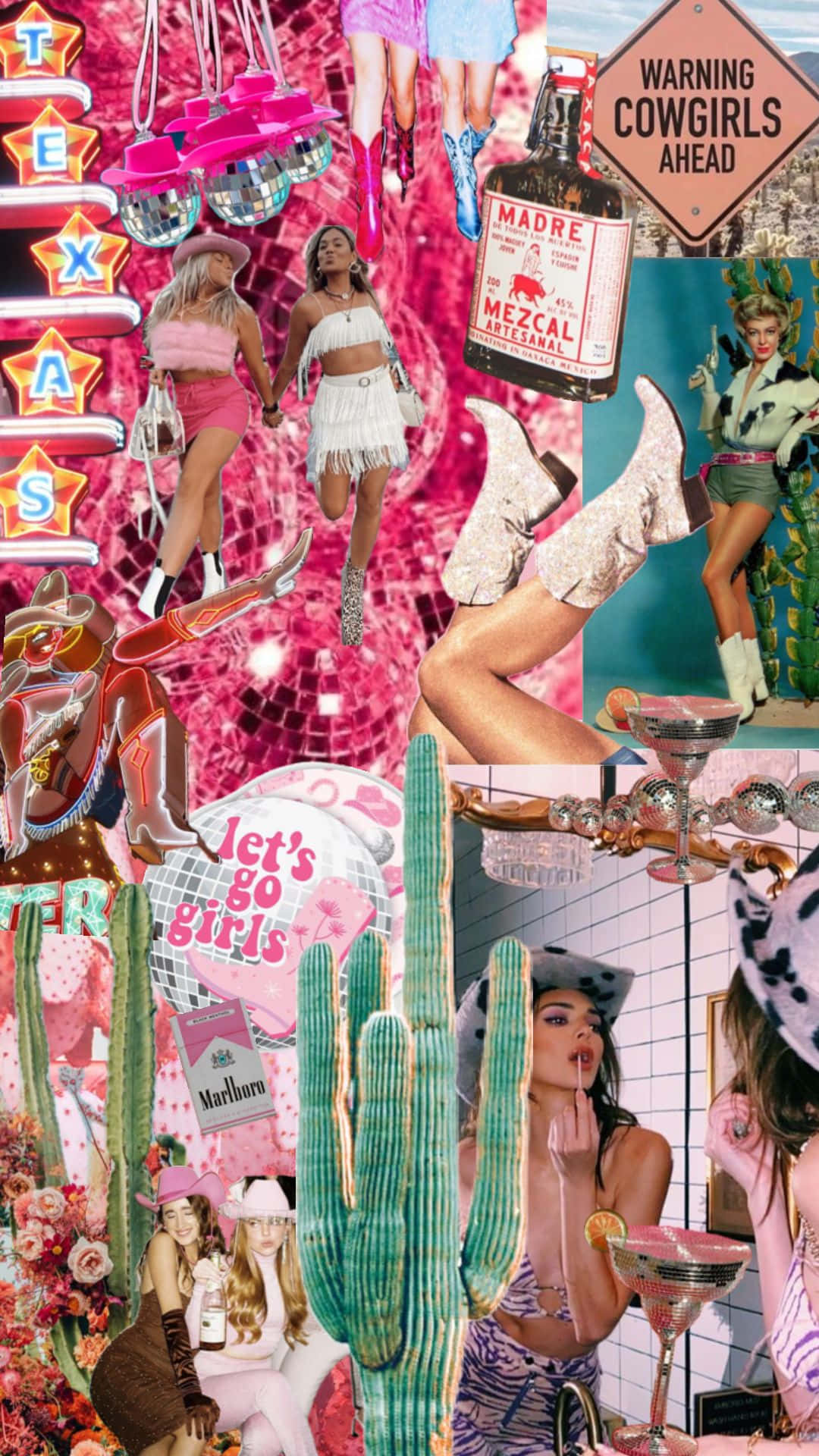 Disco Cowgirl Collage Aesthetic.jpg Wallpaper