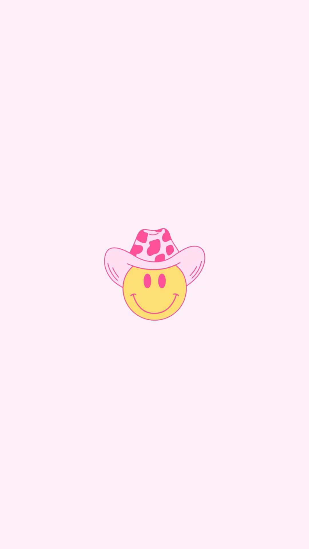 Disco Cowgirl Smiley Face Pink Background Wallpaper