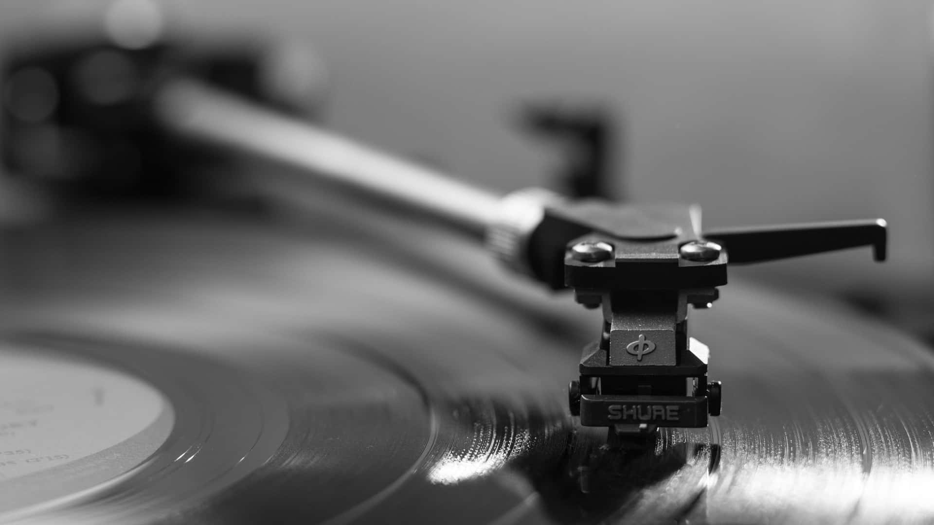 Discode Vinilo Vintage Sobre Una Mesa De Madera