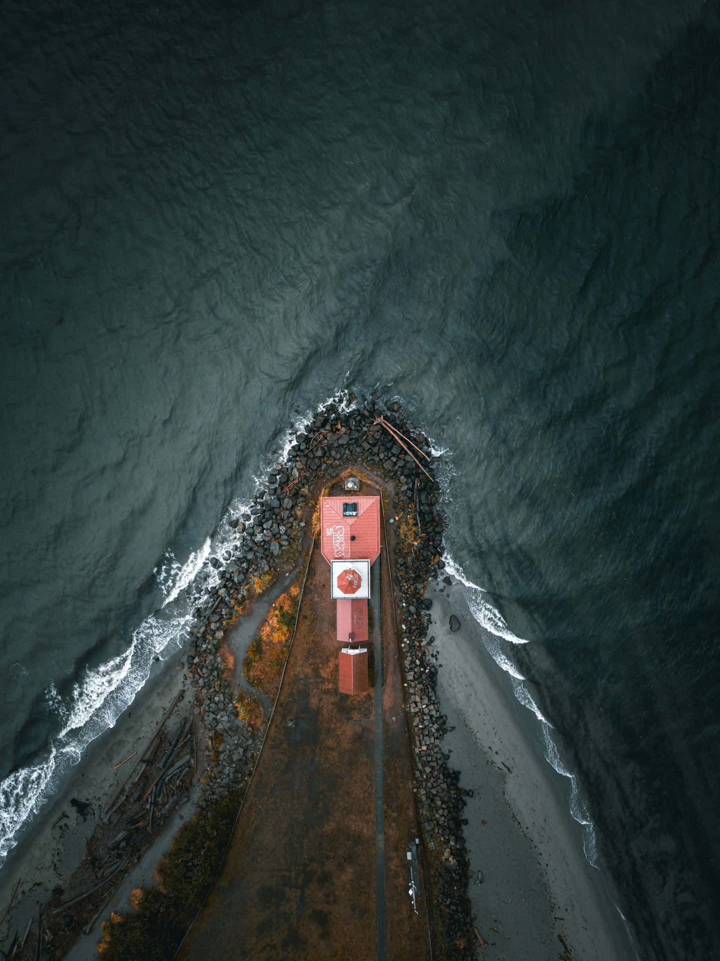 Discovery Park Lighthouse Pier Aerial View Wallpaper