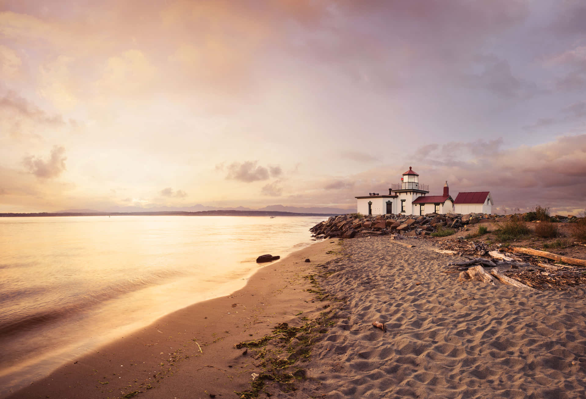 Discovery Park Lighthouse Seattle Sunset Wallpaper