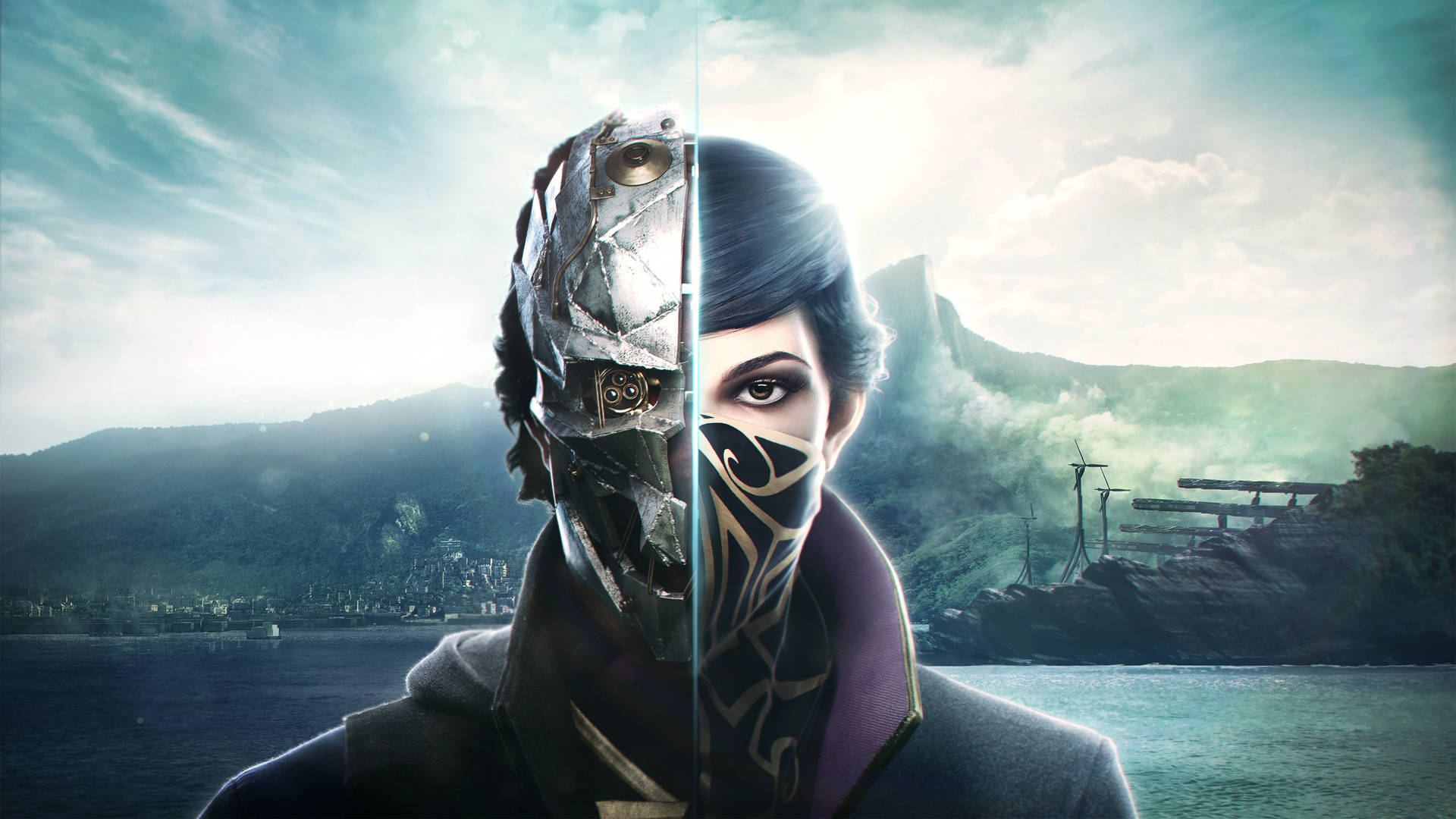 Dishonored 2 Corvo And Emily Half Face Wallpaper