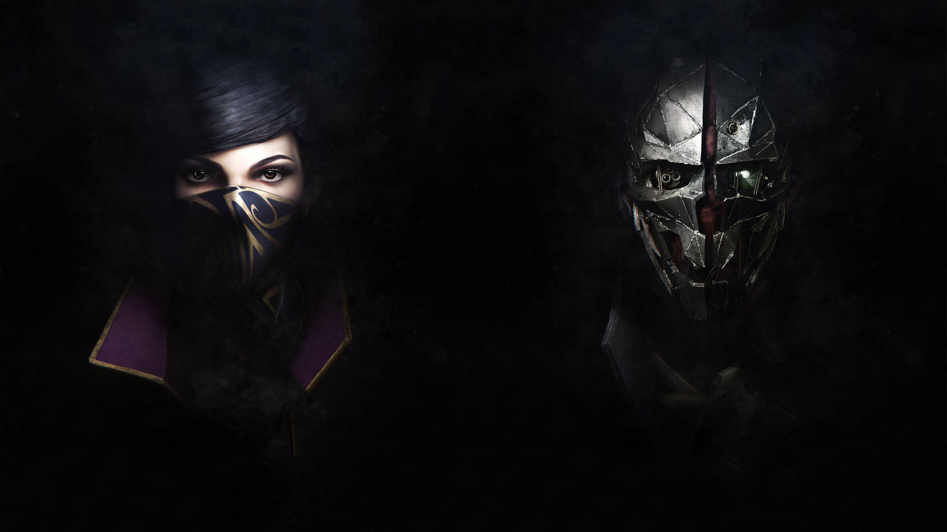 Dishonored 2 Emily And Corvo In The Dark Wallpaper