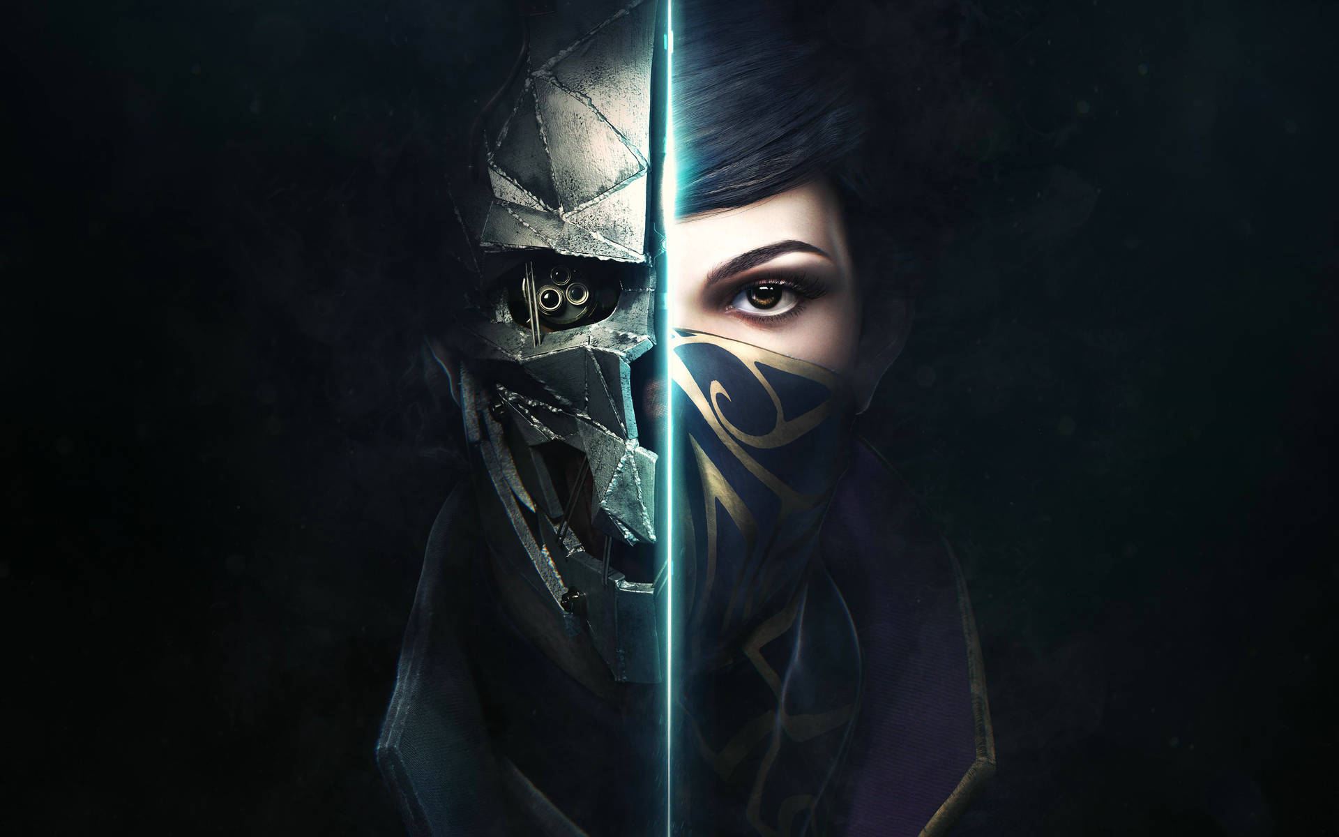 Dishonored 2 Emily Corvo Half Faces Combined Wallpaper