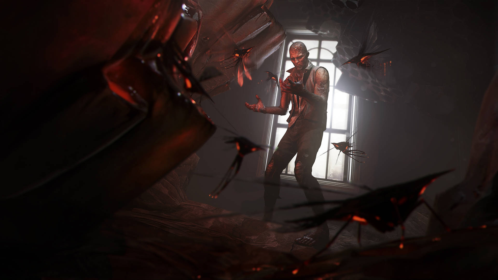 Dishonored2- Mannen Med Blodflugor. Wallpaper