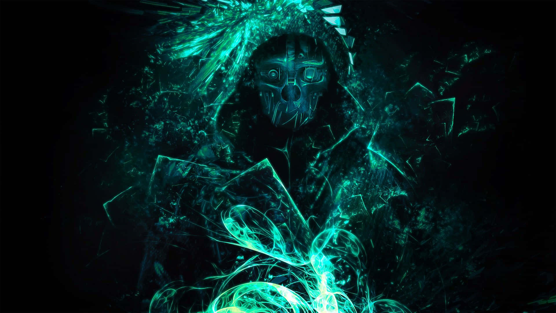 Download Dishonored 4K Neon Green Art Wallpaper | Wallpapers.com