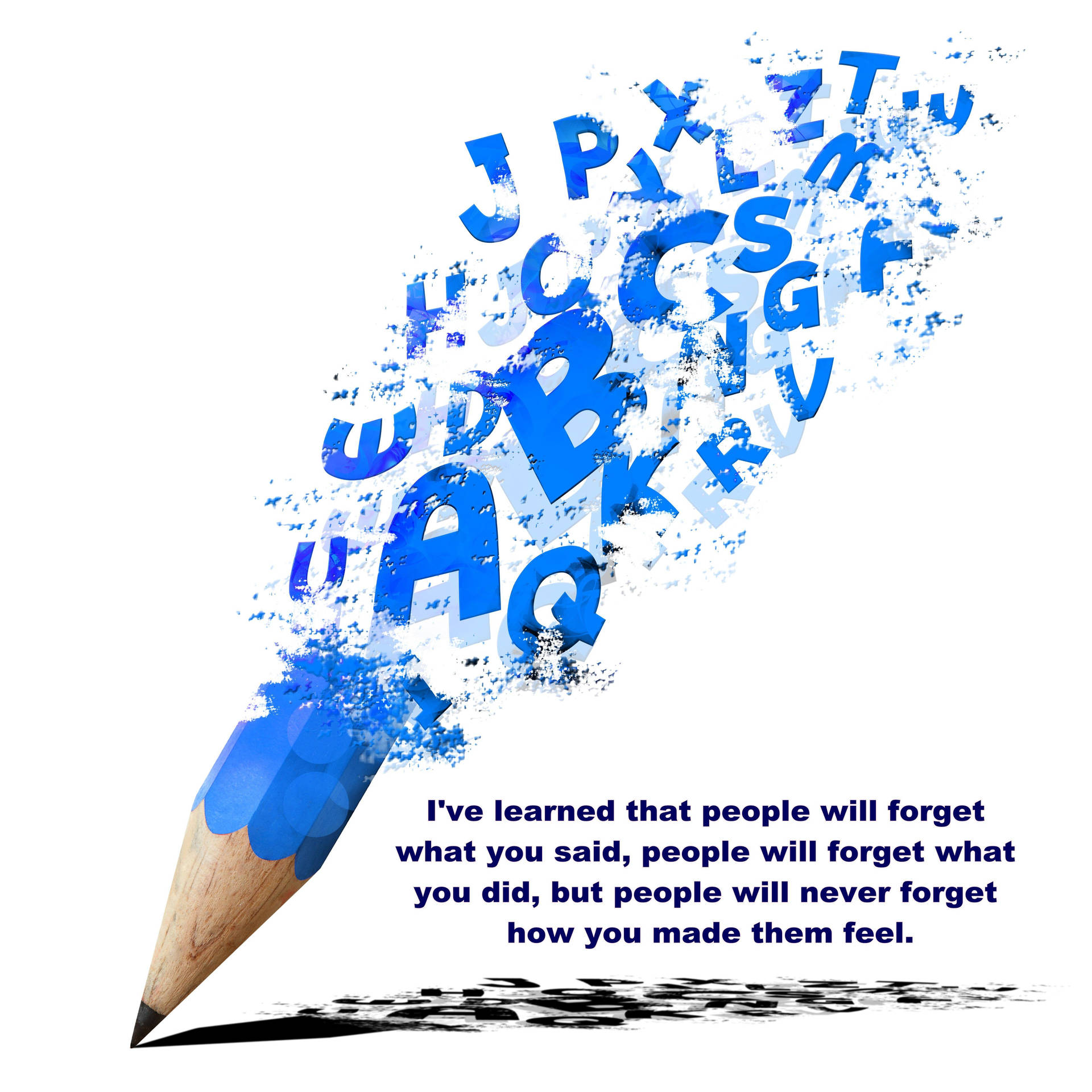 Disintegrating Pencil With Quote About Learning Background