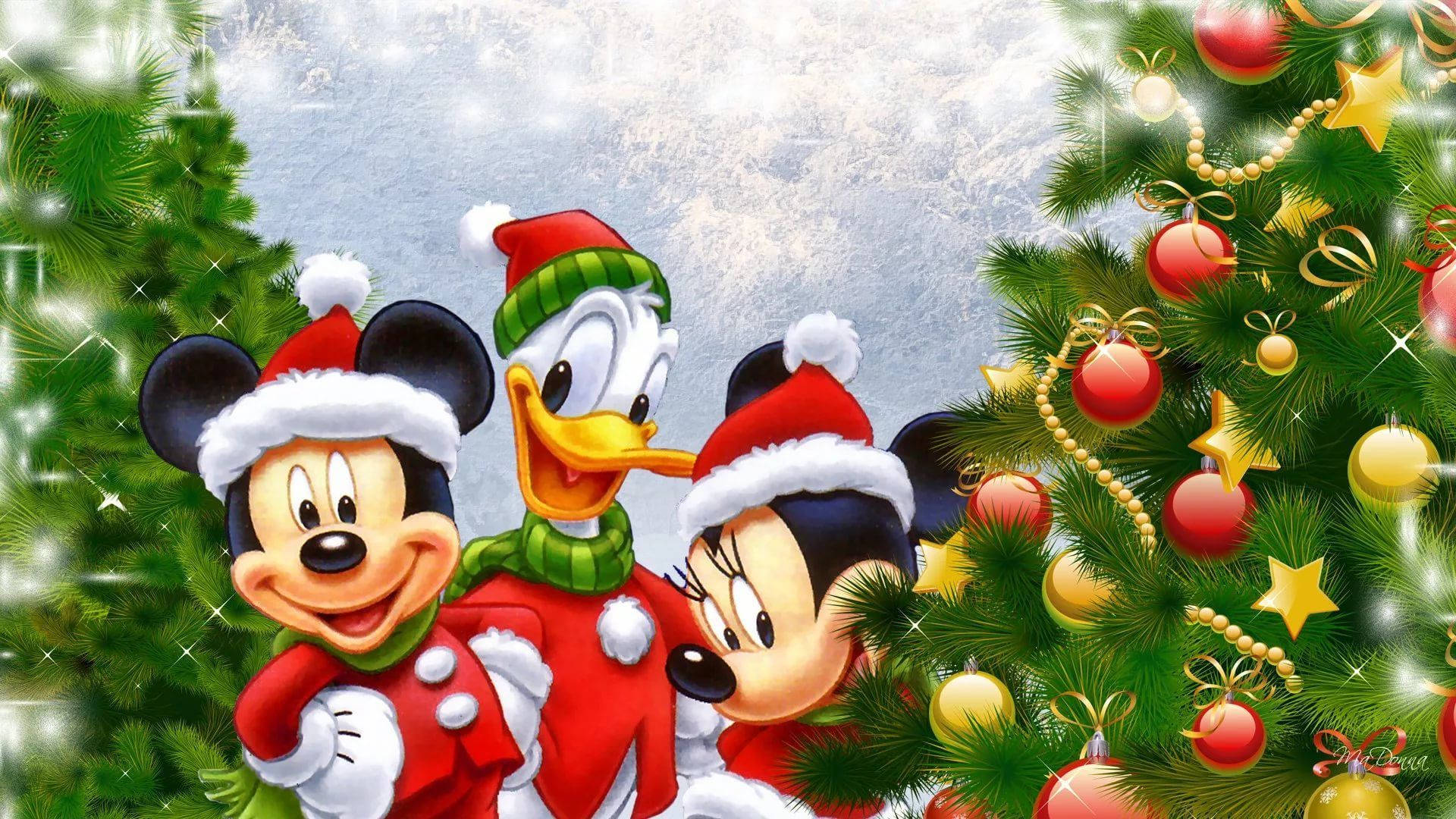 Disney 1920x1080 Hd Mickey Mouse And Friends Christmas Trees Background