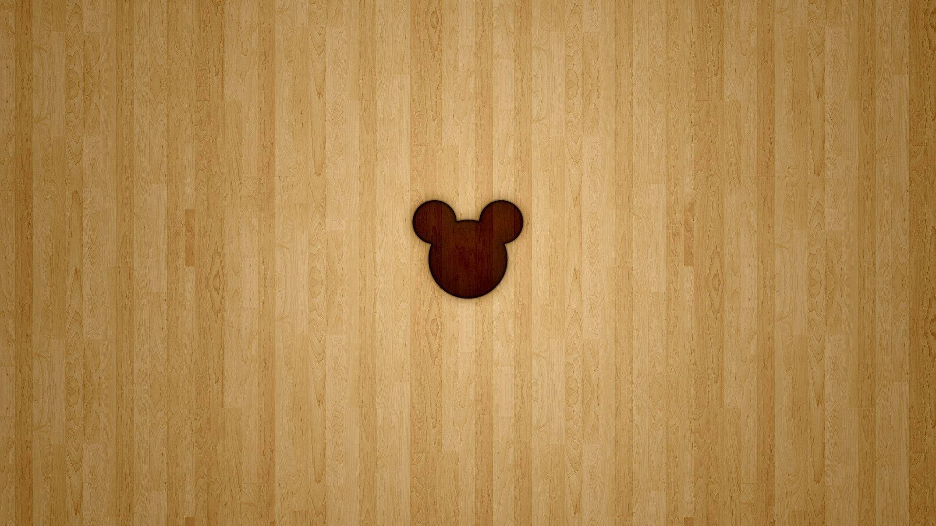 Disney 1920x1080 Hd Mickey Mouse Logo On Wood Wallpaper