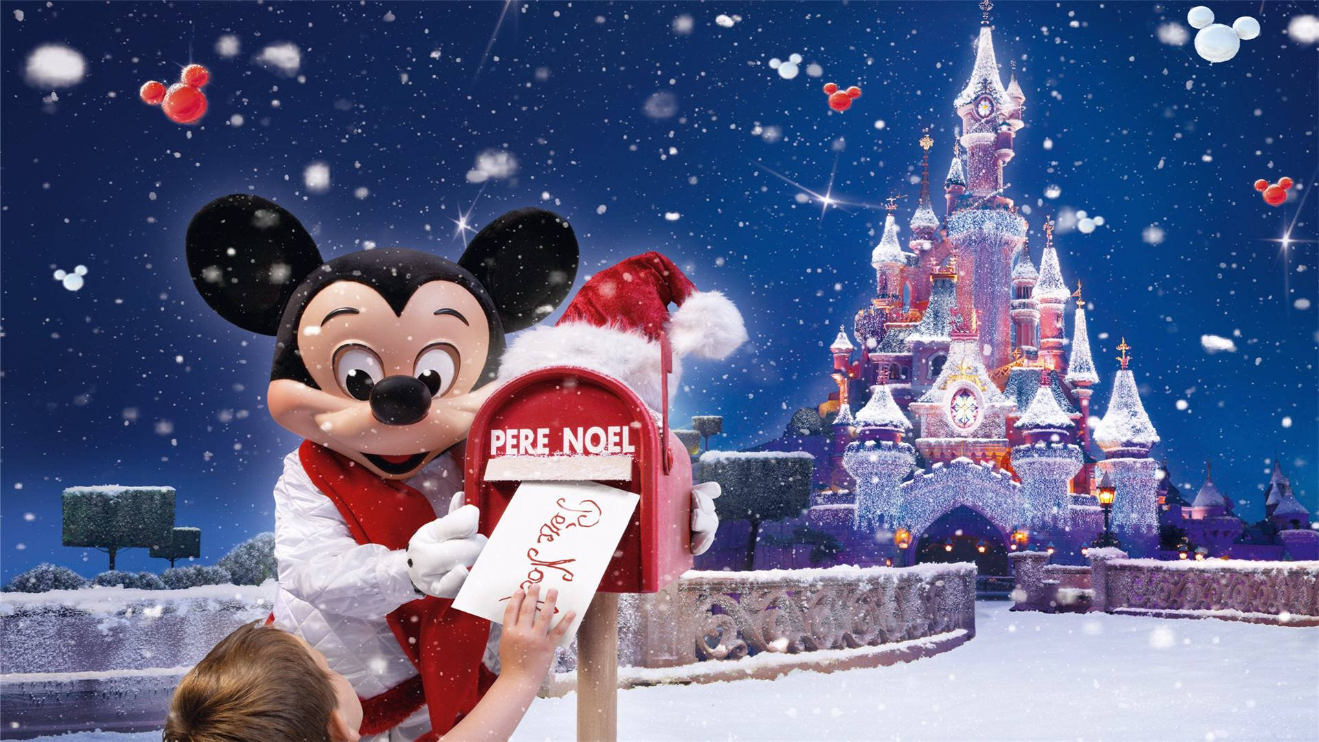 Disney 1920x1080 HD Mickey Mouse Mailbox Christmas Wallpaper