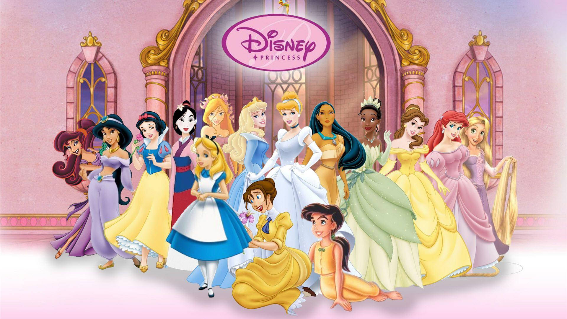 Disney 1920x1080 HD Princesses At Castle Door Wallpaper