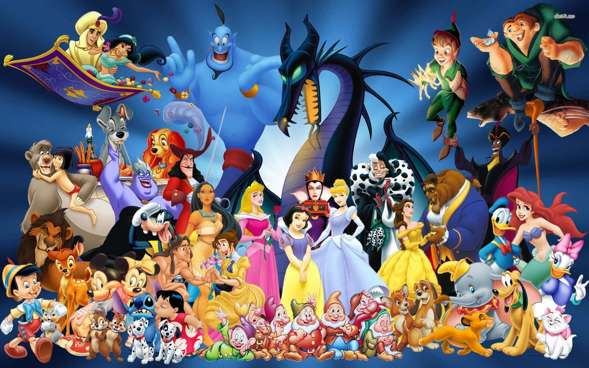 Caption: Enchanting Disney 3D Movie characters gathered together Wallpaper