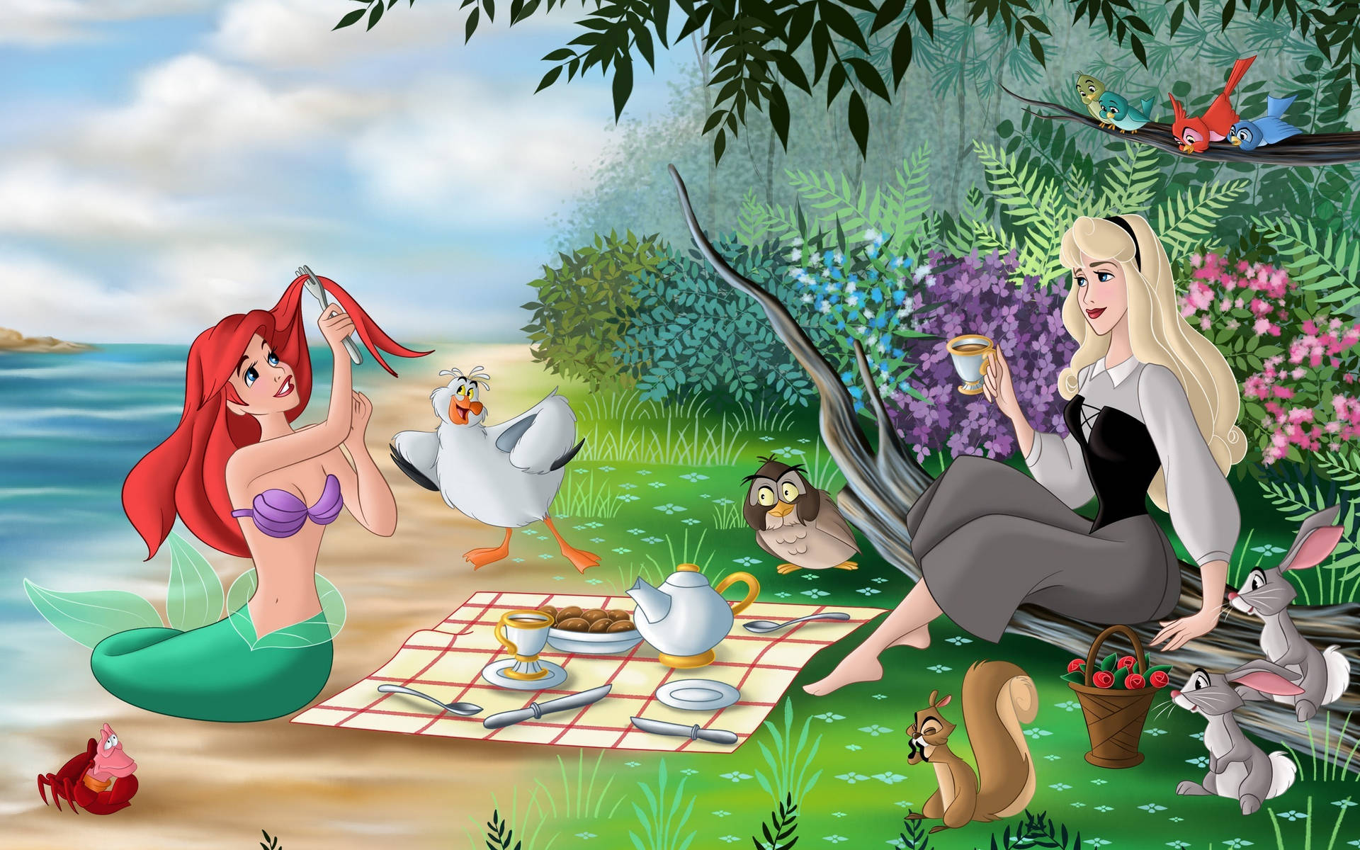 Disney Ariel And Aurora Wallpaper