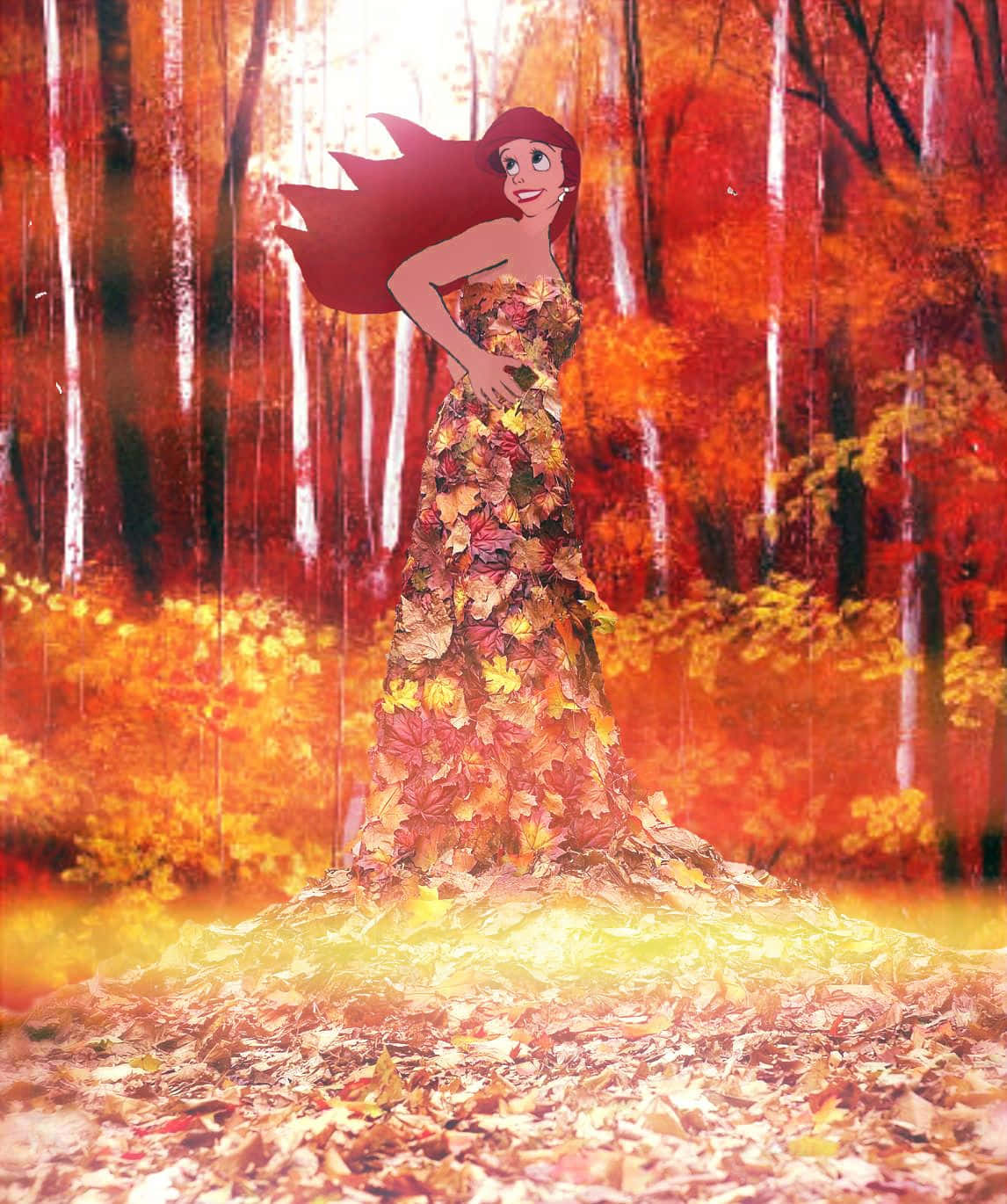 Disney Autumn Ariel Dress Wallpaper