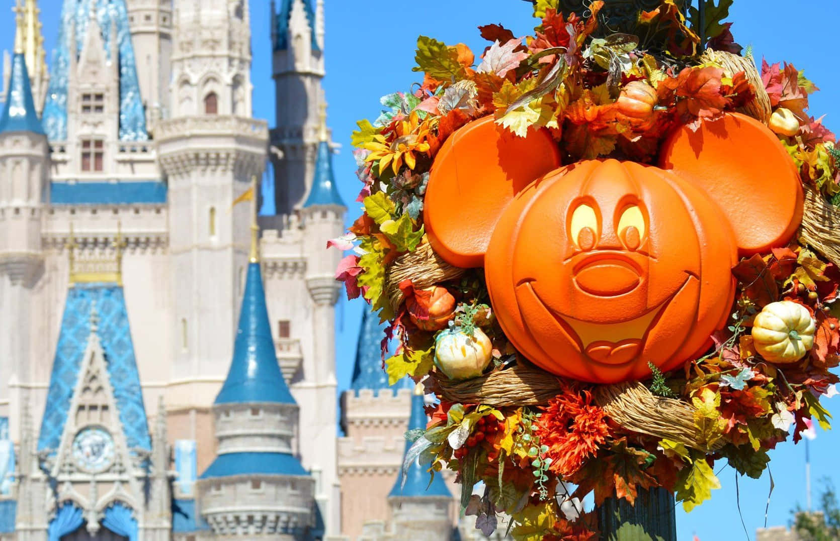 Disney Autumn Castle Mickey Mouse Wallpaper