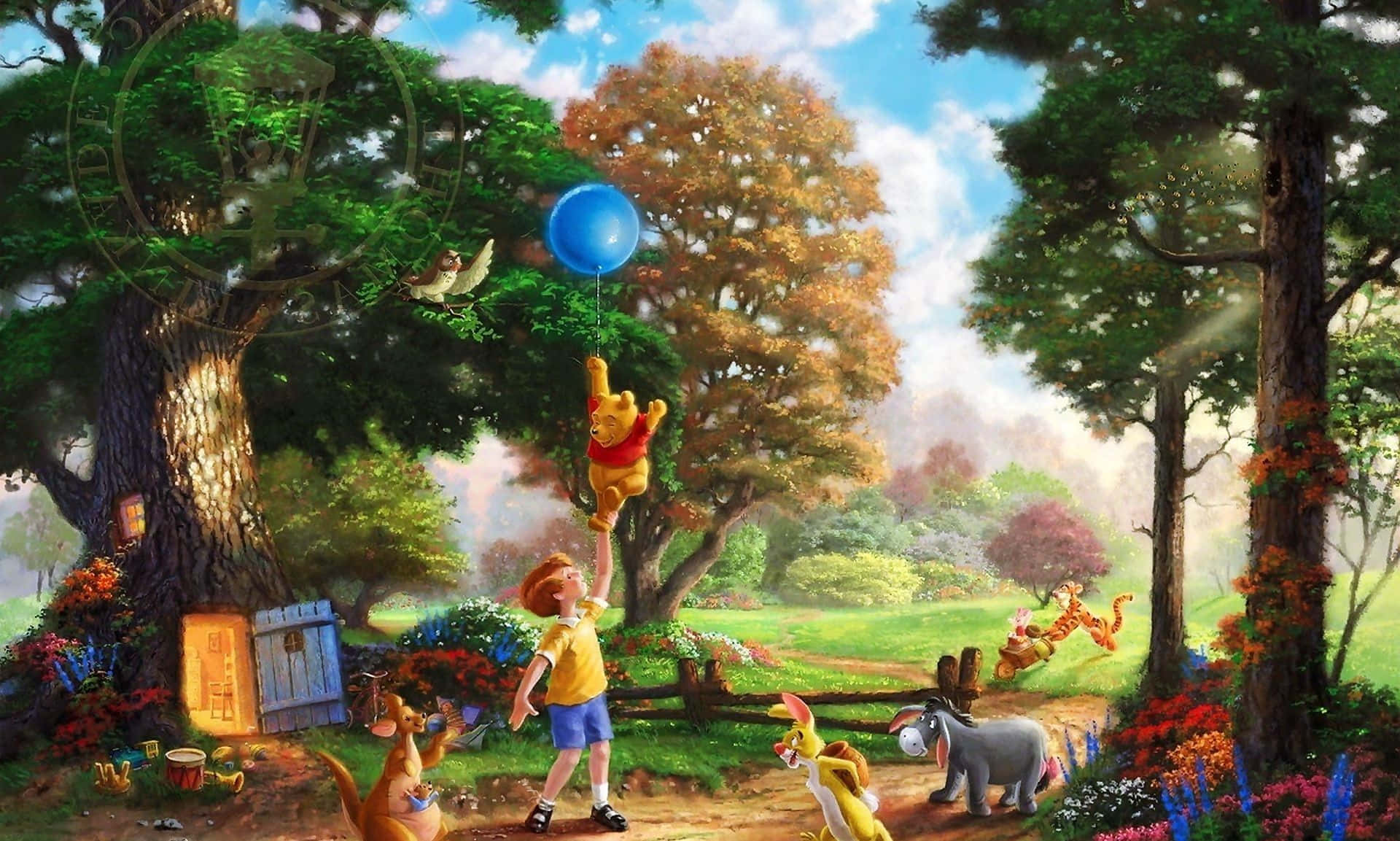 Disney Efterår Winnie The Pooh Skov Scene Tapet Wallpaper