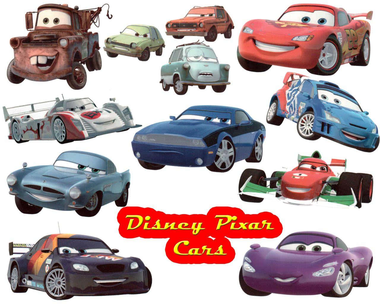 Lightning McQueen leading the race in Disney Cars