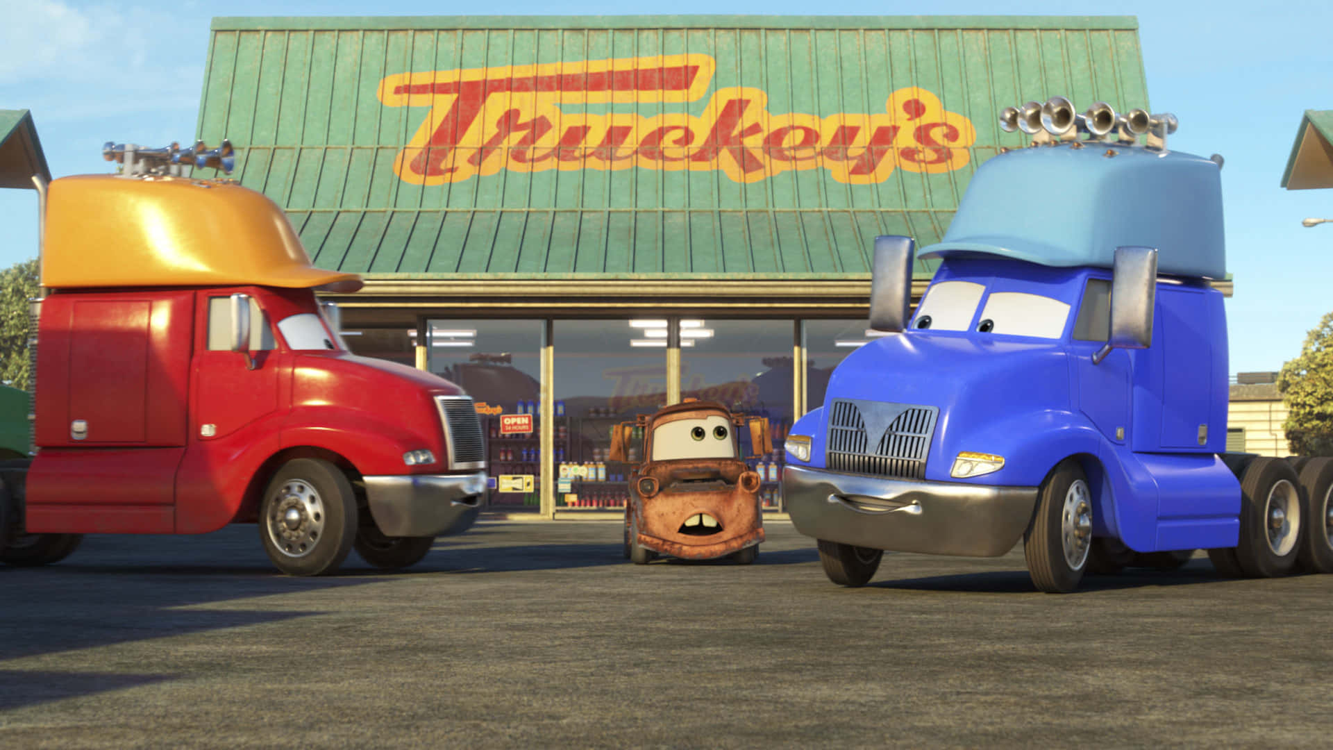 Lightning McQueen and Mater on an exciting adventure in Radiator Springs