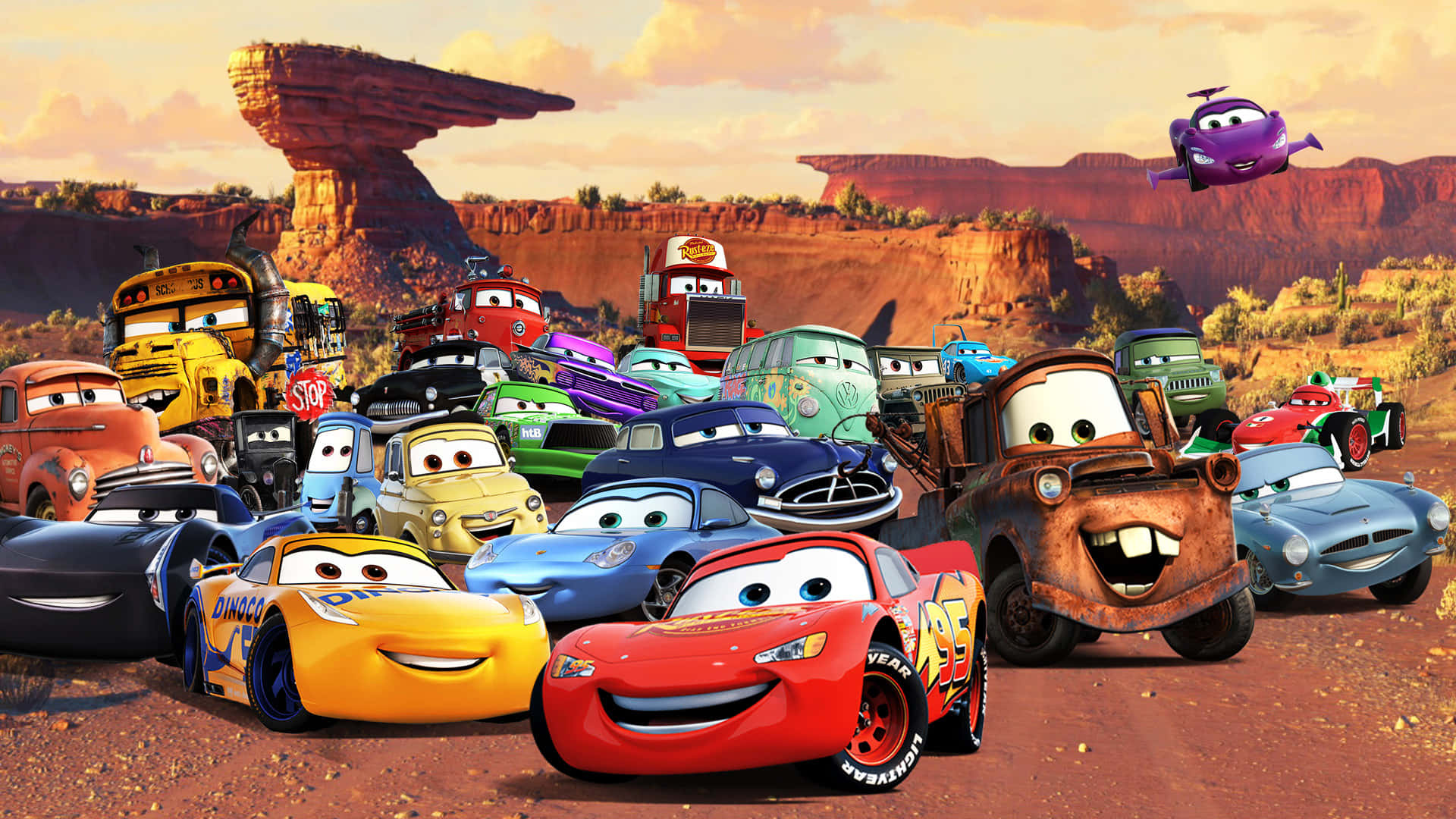 Lightning McQueen and Mater from Disney's Cars ready to race