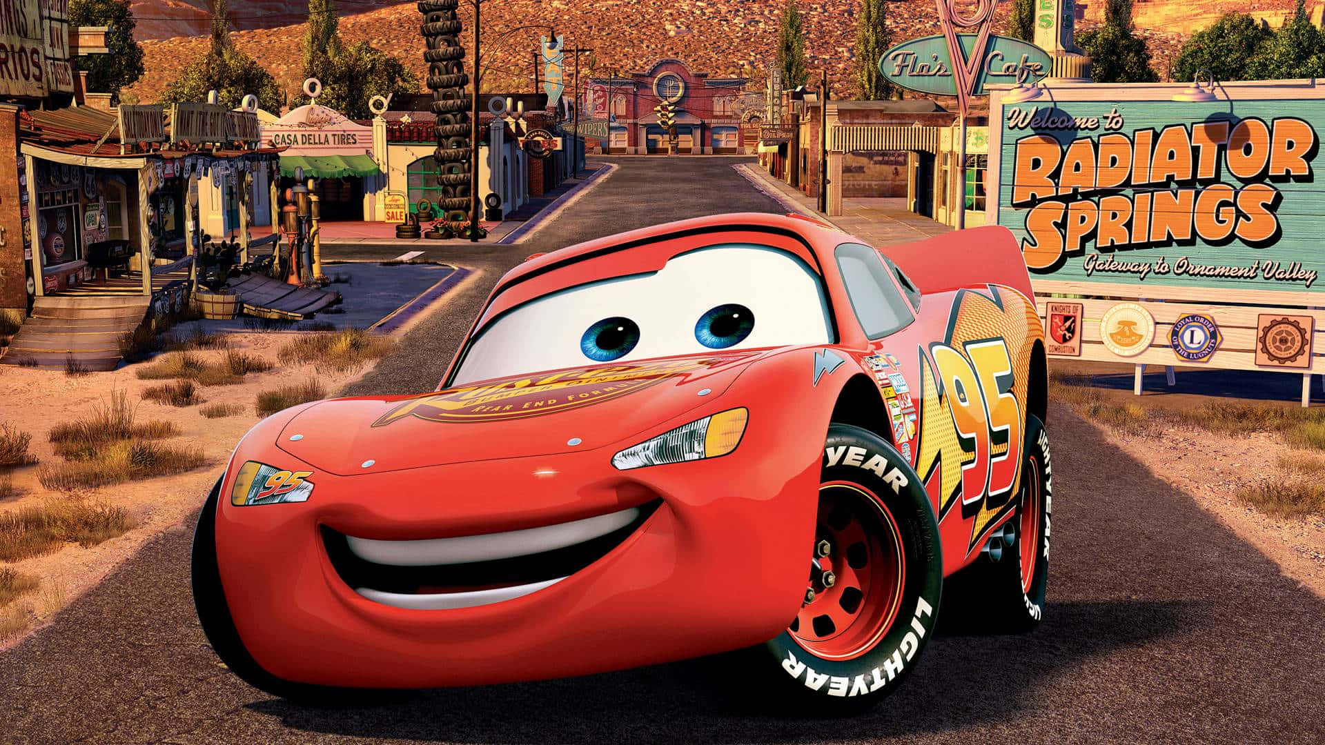 Lightning McQueen and Mater racing in Disney Cars