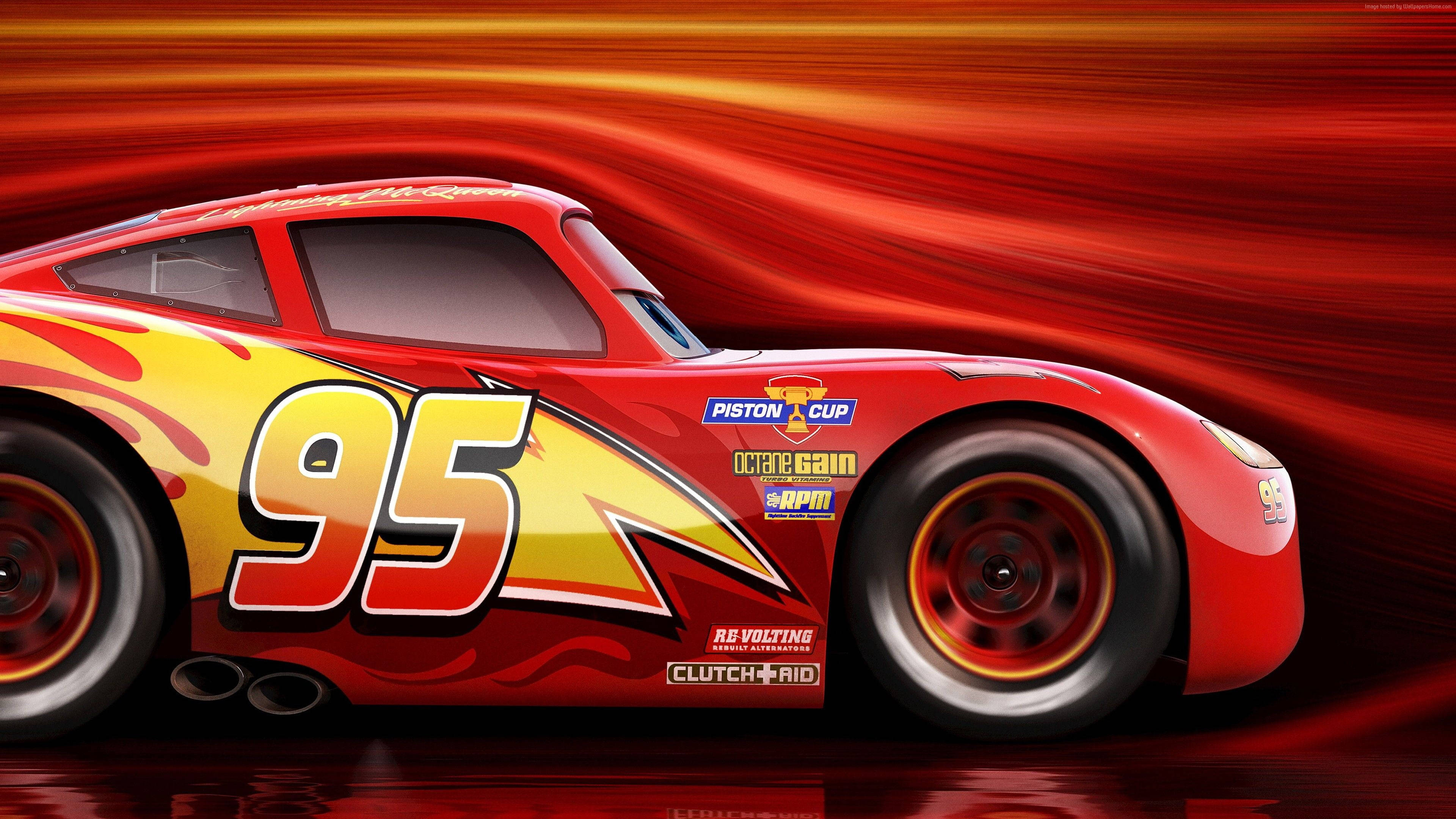 Lightning McQueen showcasing his slick aerodynamics. Wallpaper