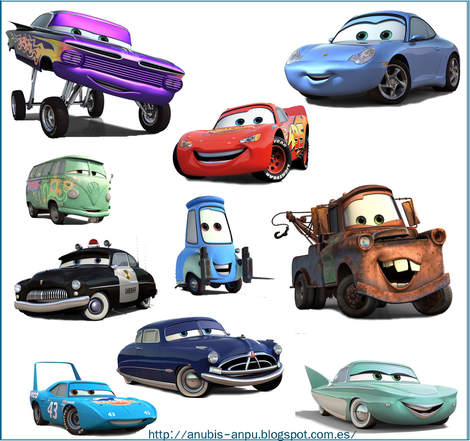 Disney Cars Character Collage PNG